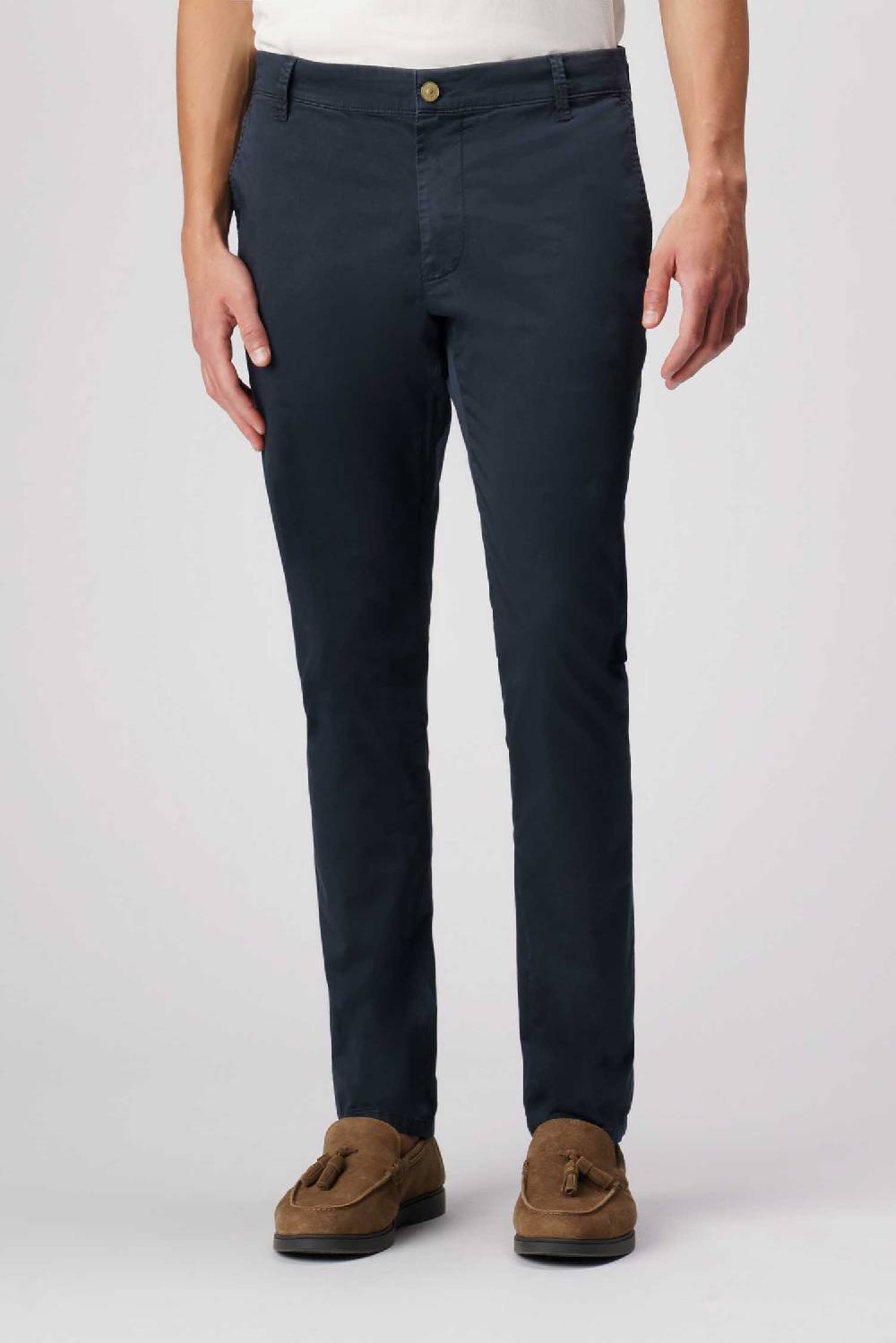 Jeckerson Jack- Pantalone Chino Con Tasca Americana In Armatura Raso Blu Scuro