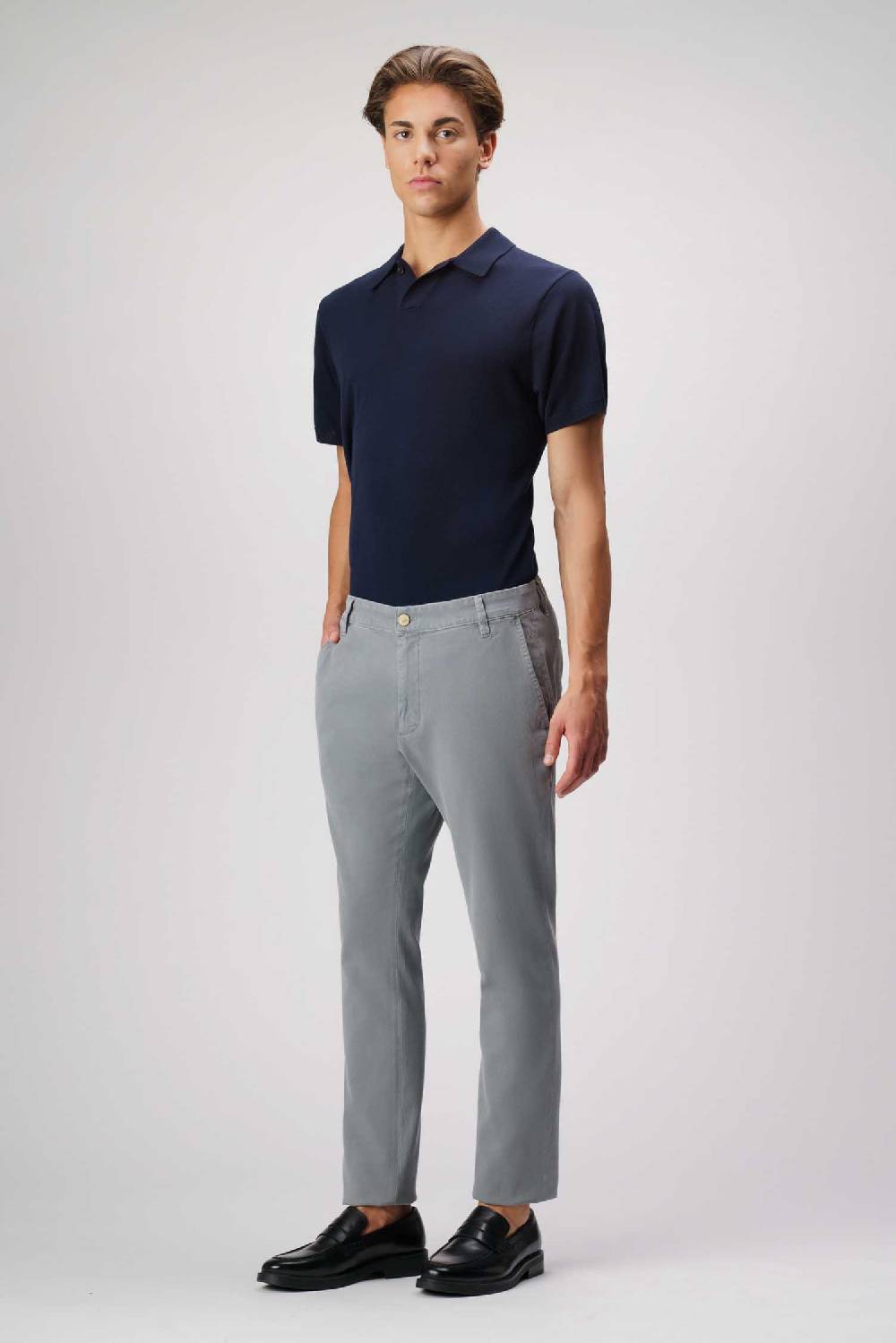 Jeckerson Jack- Pantalone chino con tasca americana in armatura raso grigio scuro