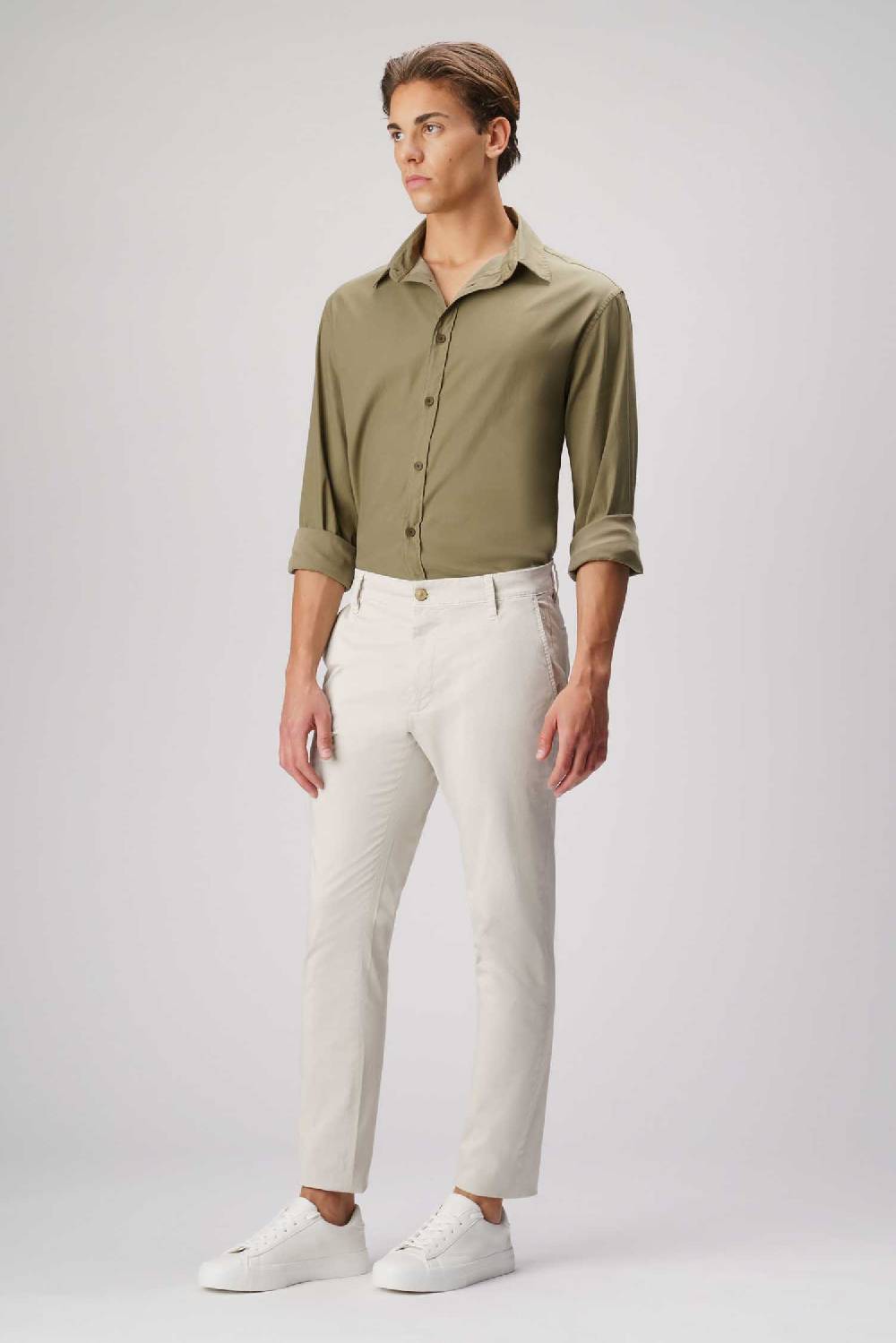 Jeckerson Jack- Pantalone chino con tasca americana in armatura raso beige chiaro