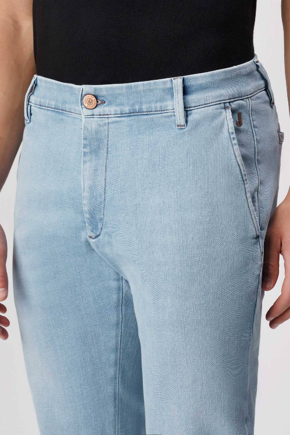 Jeckerson Jack- Pantalone Chino In Comfort Denim Blu Chiaro