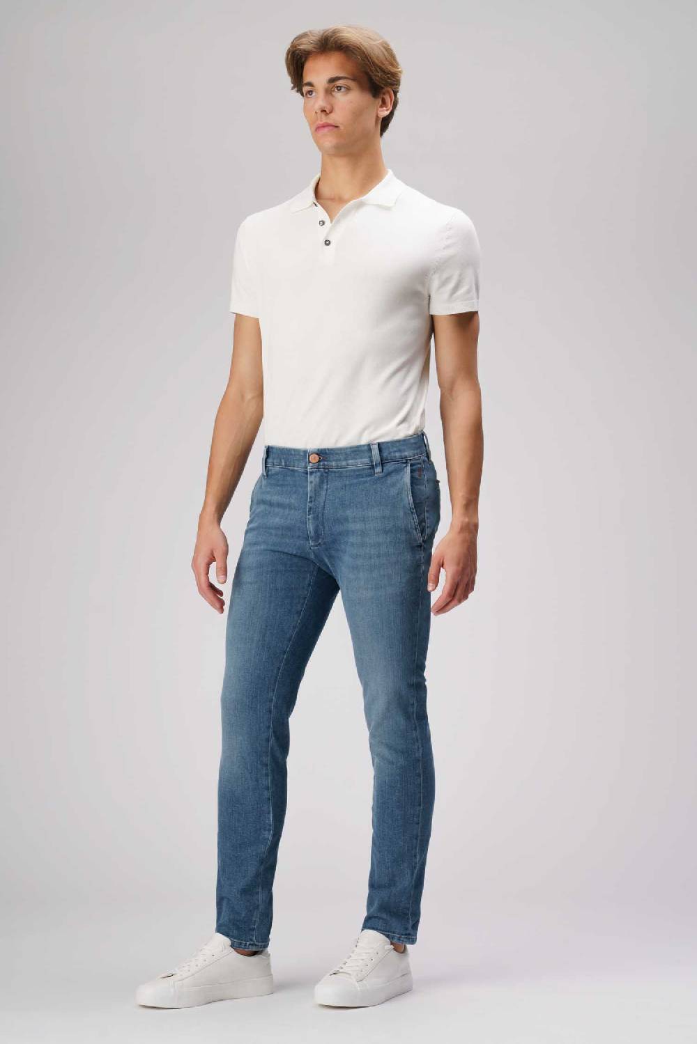 Jeckerson Jack- Pantalone chino in comfort denim blu medio