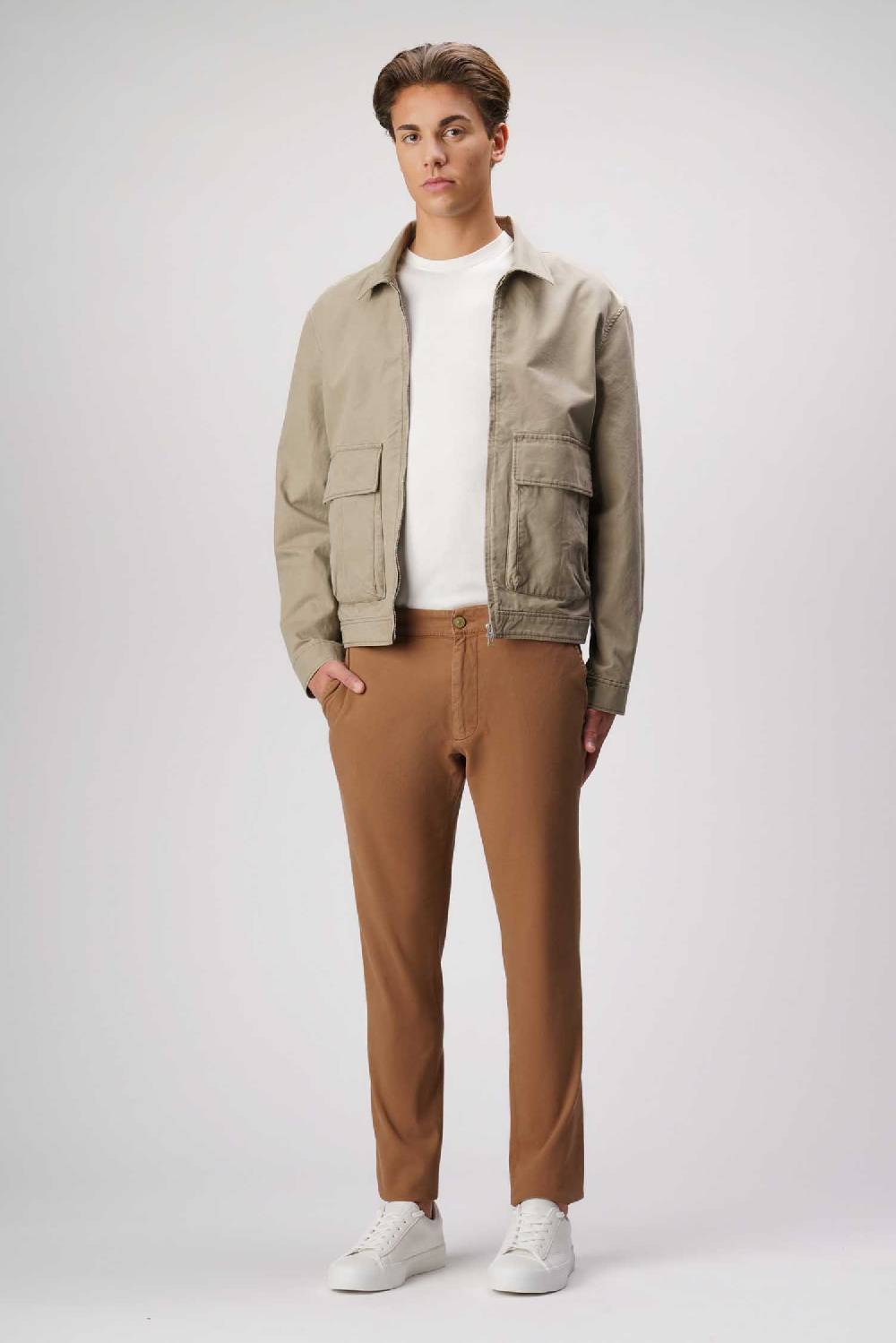 Jeckerson Jack- Pantalone chino slim fit in nido d'ape marrone chiaro