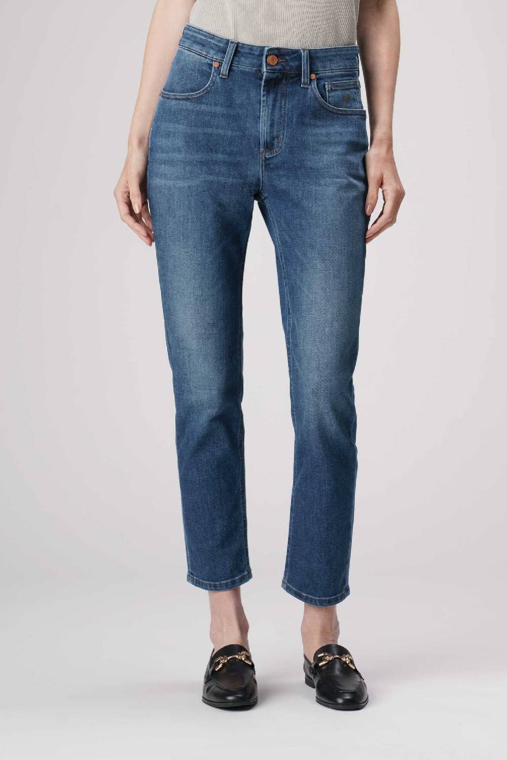 Jeckerson Jacqueline - Pantalone 5 Tasche In Denim Tri-blend Blu Scuro