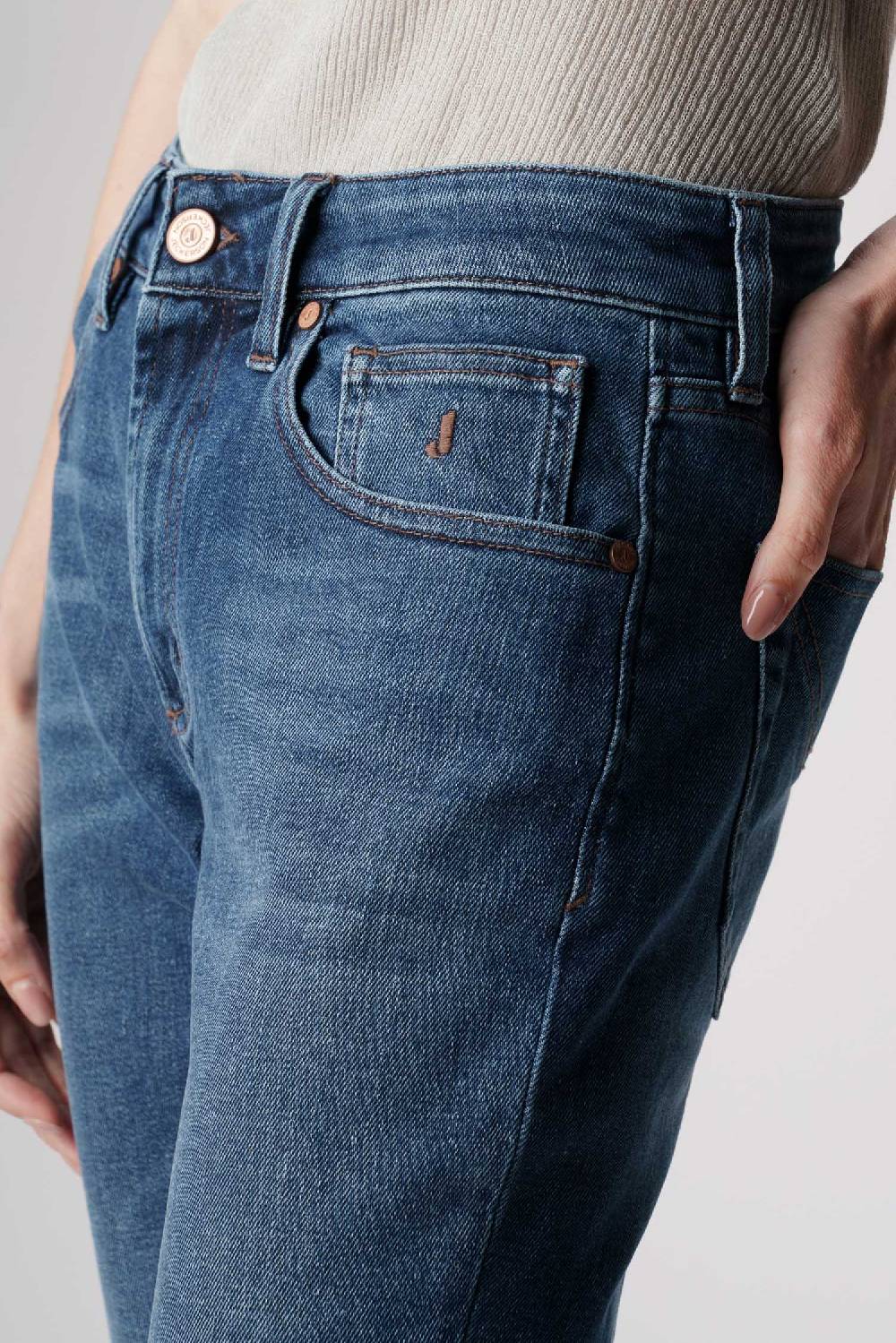 Jeckerson Jacqueline - Pantalone 5 Tasche In Denim Tri-blend Blu Scuro