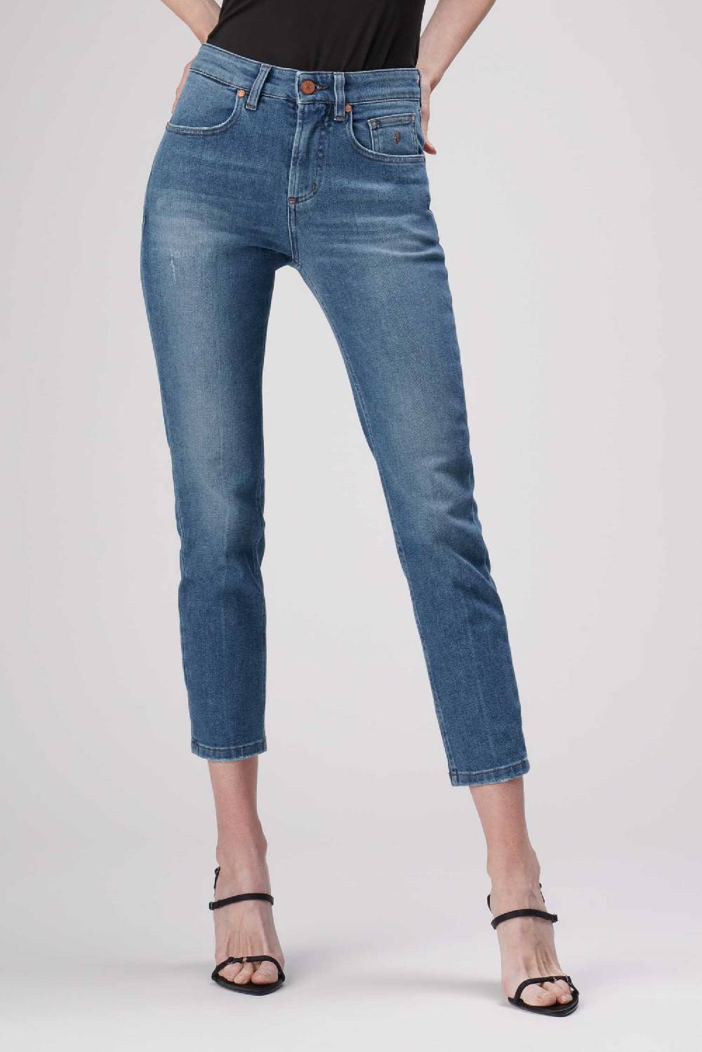 Jeckerson Jacqueline - Pantalone 5 Tasche In Denim Tri-blend Blu Medio