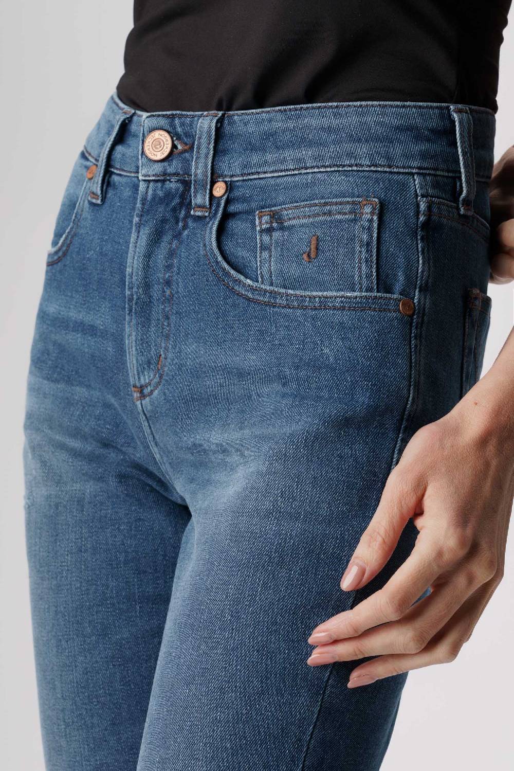 Jeckerson Jacqueline - Pantalone 5 Tasche In Denim Tri-blend Blu Medio