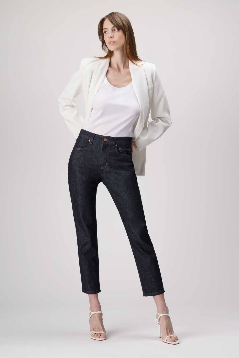 Jeckerson Jacqueline - Pantalone 5 tasche in denim tri-blend blu rinse