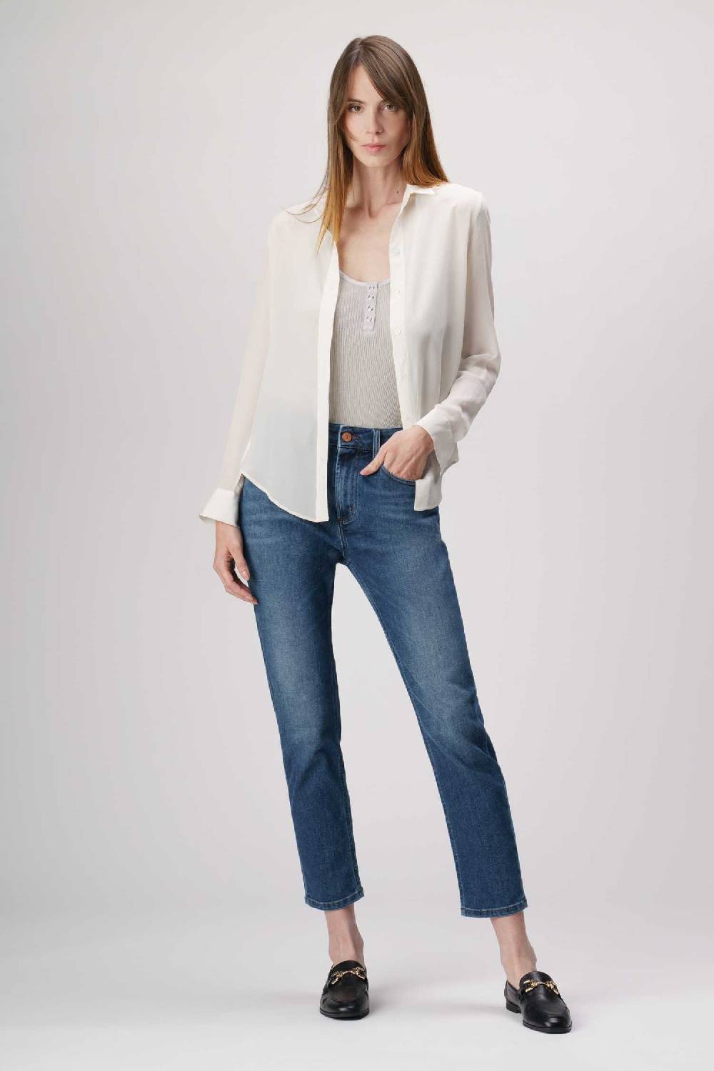 Jeckerson Jacqueline - Pantalone 5 tasche in denim tri-blend blu scuro