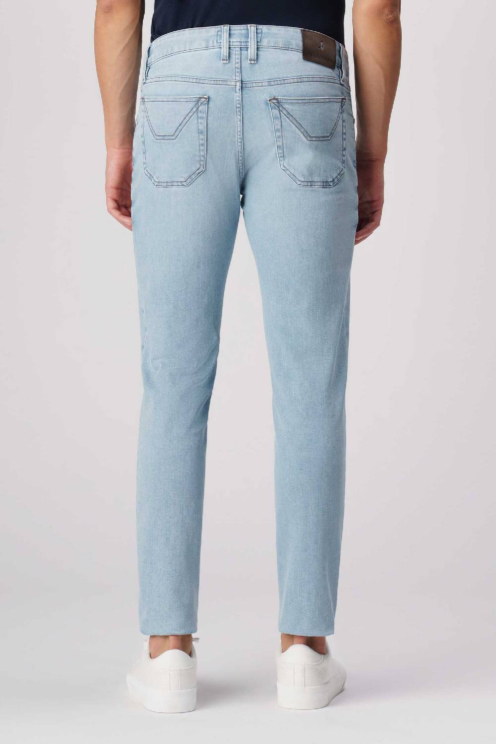 Jeckerson James - Pantalone 5 Tasche Con Toppa In Comfort Denim Blu Chiaro