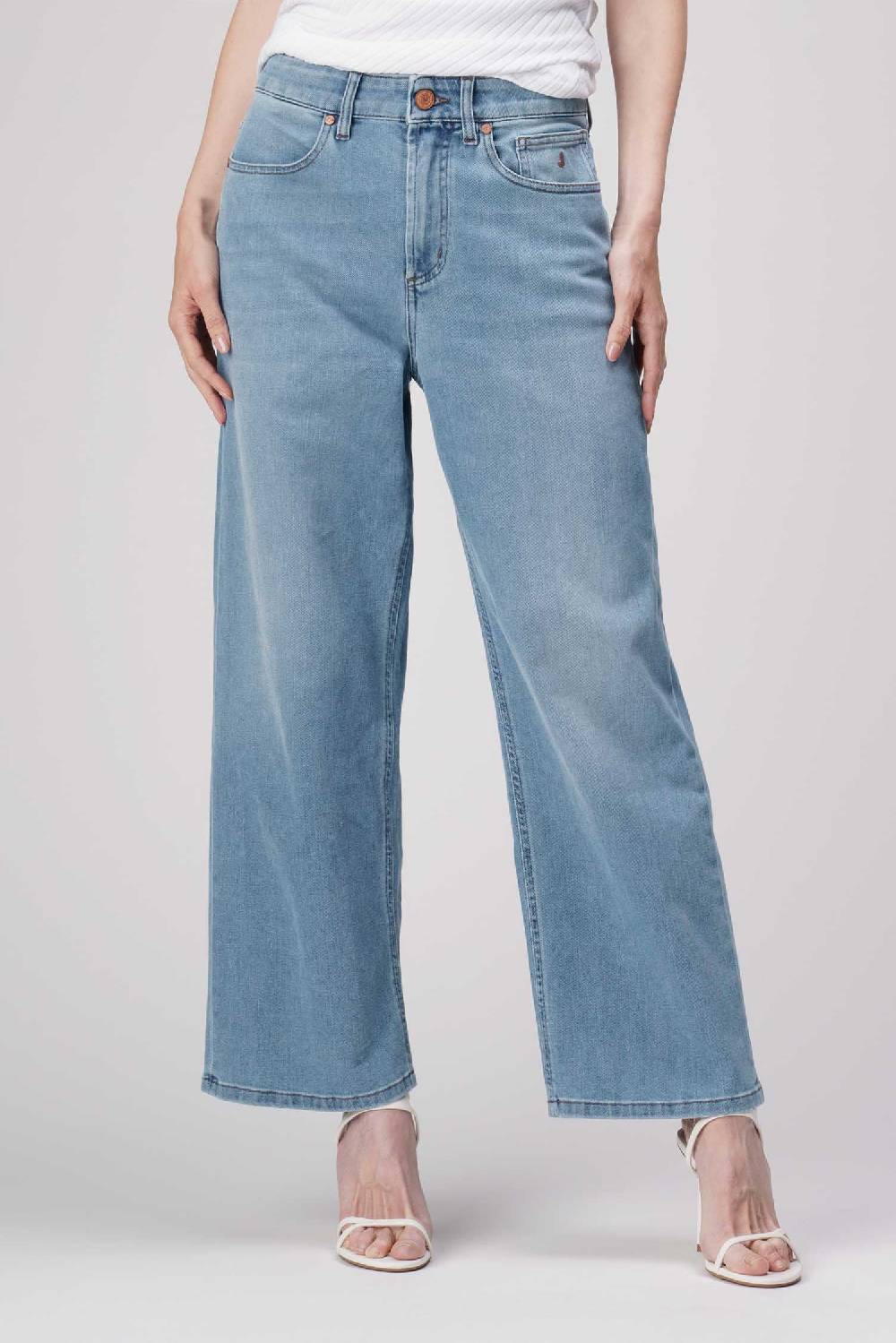 Jeckerson Jasmine - Pantalone 5 Tasche Palazzo In Denim Tri-blend