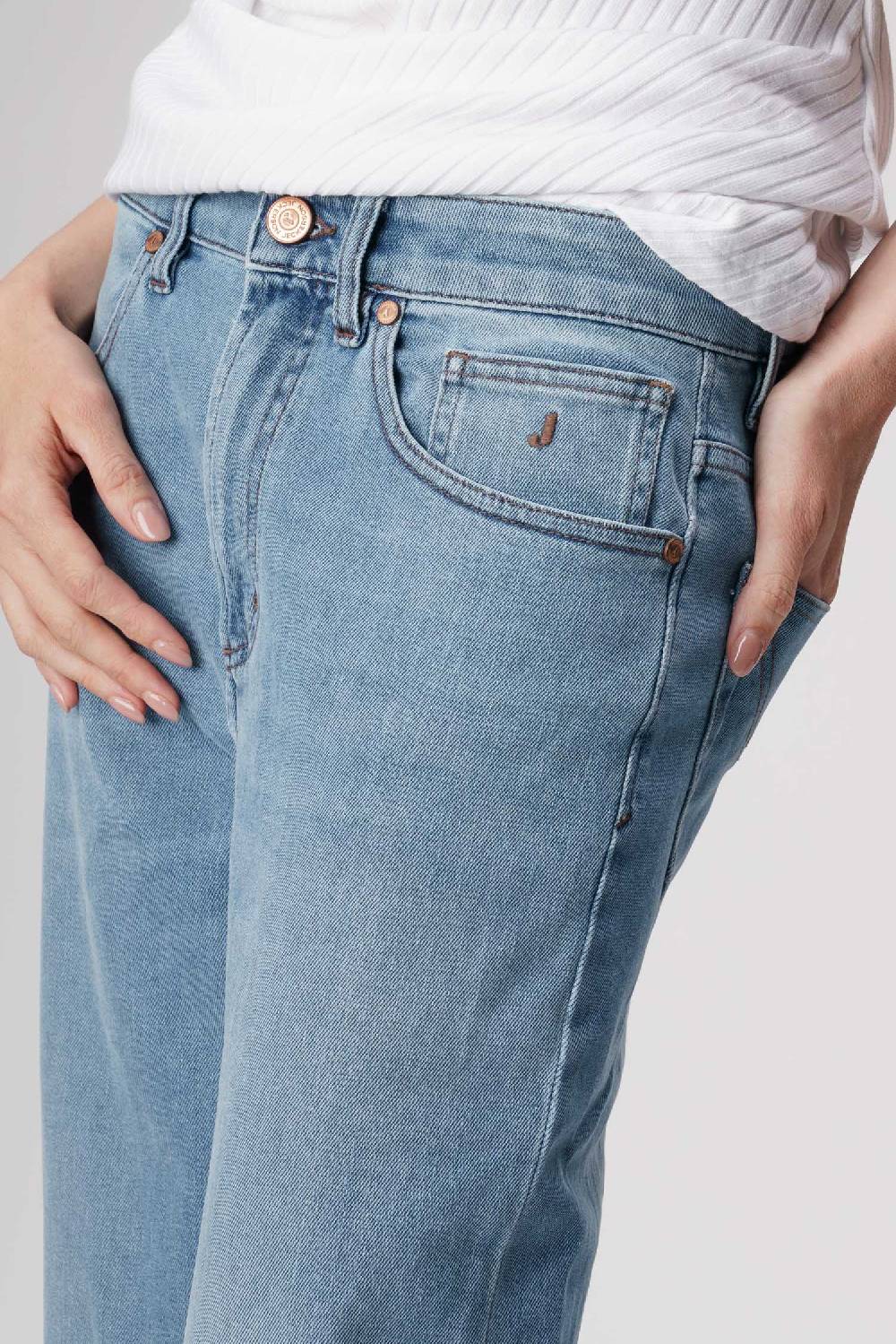 Jeckerson Jasmine - Pantalone 5 Tasche Palazzo In Denim Tri-blend