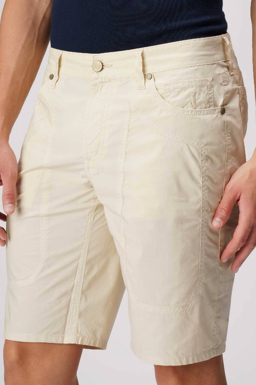 Jeckerson Jayden - Bermuda 5 Tasche Con Toppa In Tela Paracadute Beige Chiaro