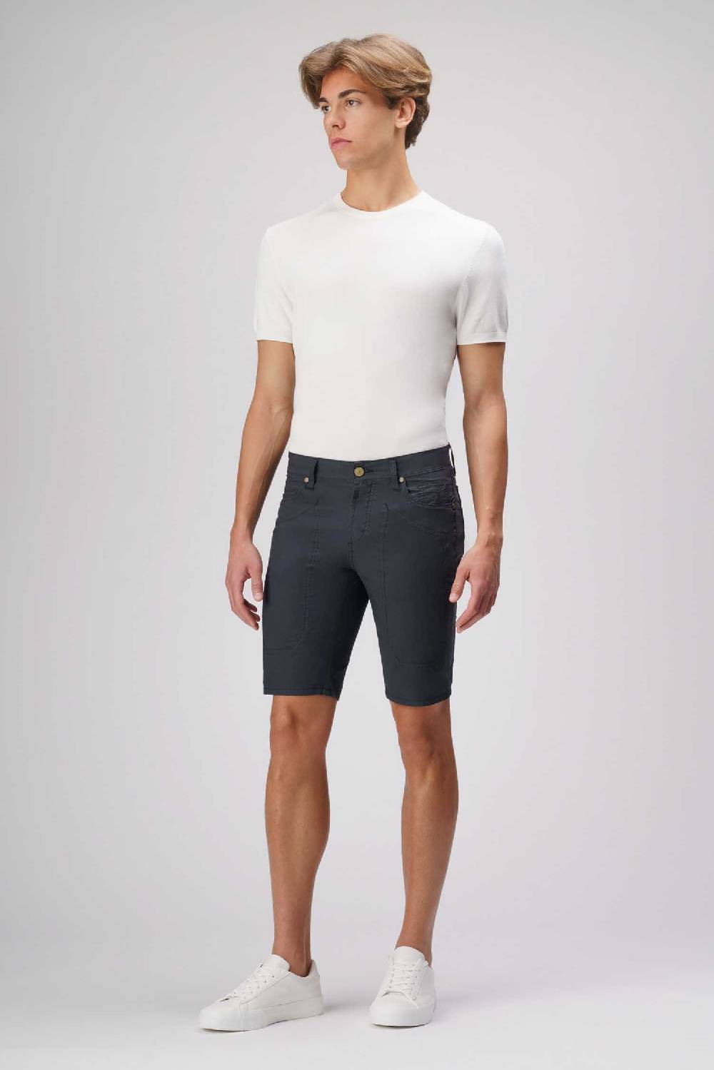 Jeckerson Jayden - Bermuda 5 tasche con toppa in tela paracadute blu scuro