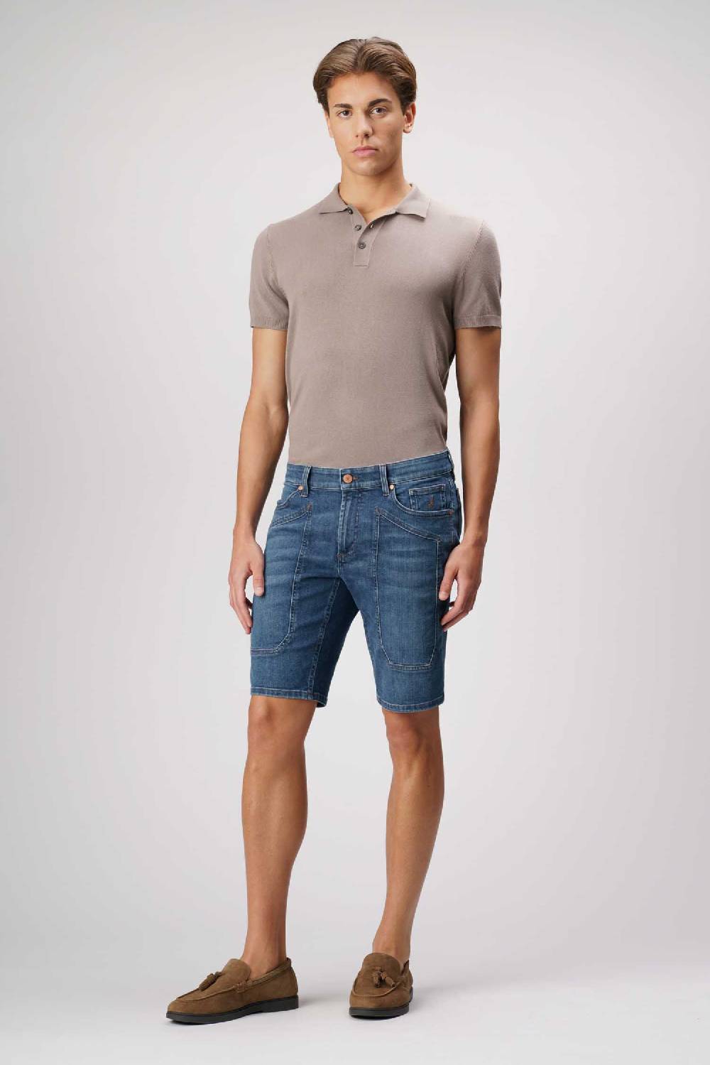 Jeckerson Jayden - Bermuda con toppa in comfort denim blu scuro
