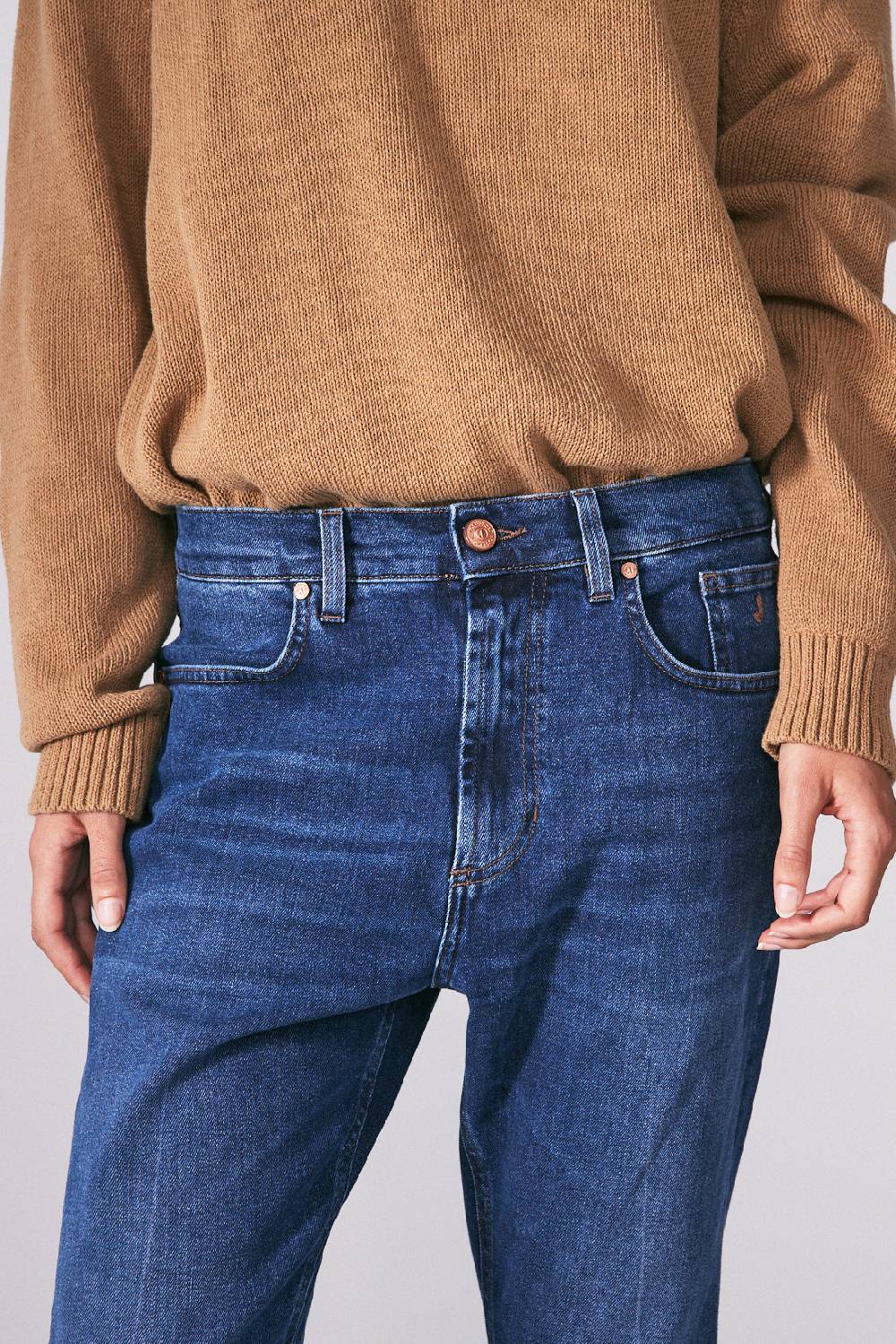 Jeckerson 5 tasche boyfriend in denim blu scuro