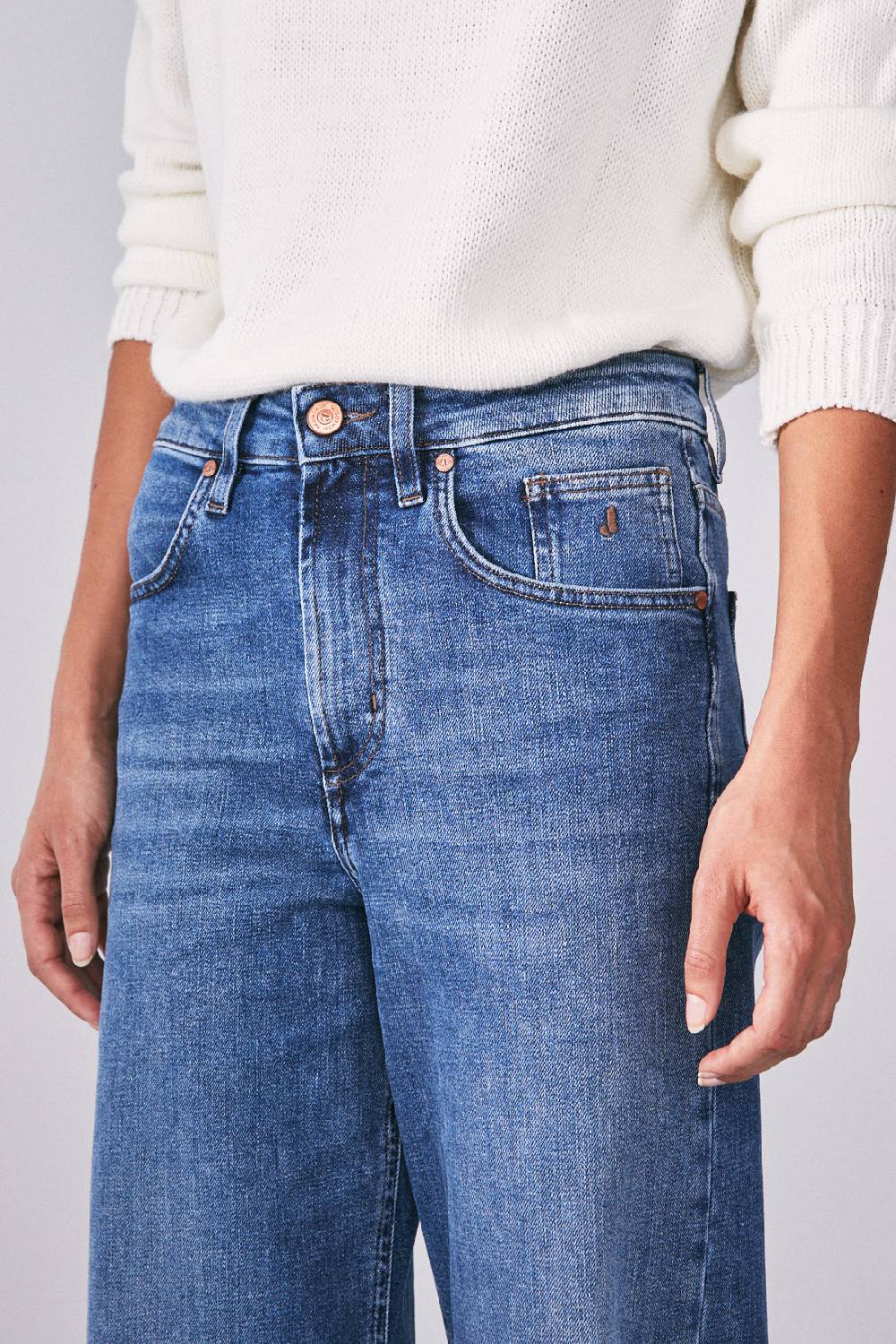 Jeckerson 5 Tasche Palazzo In Denim Blu Chiaro