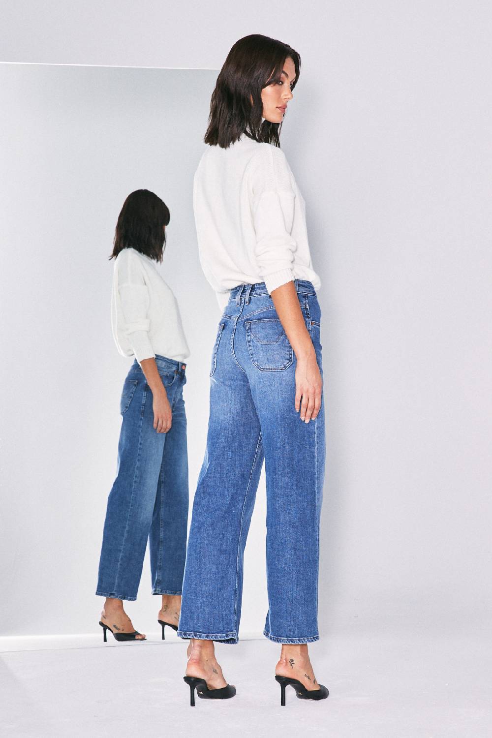 Jeckerson 5 Tasche Palazzo In Denim Blu Chiaro