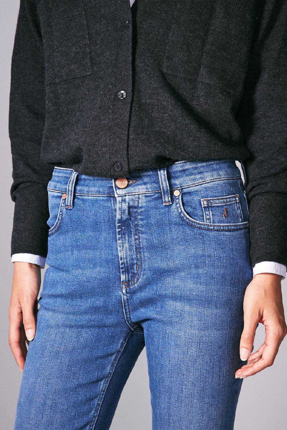 Jeckerson 5 Tasche Skinny In Denim Blu Medio