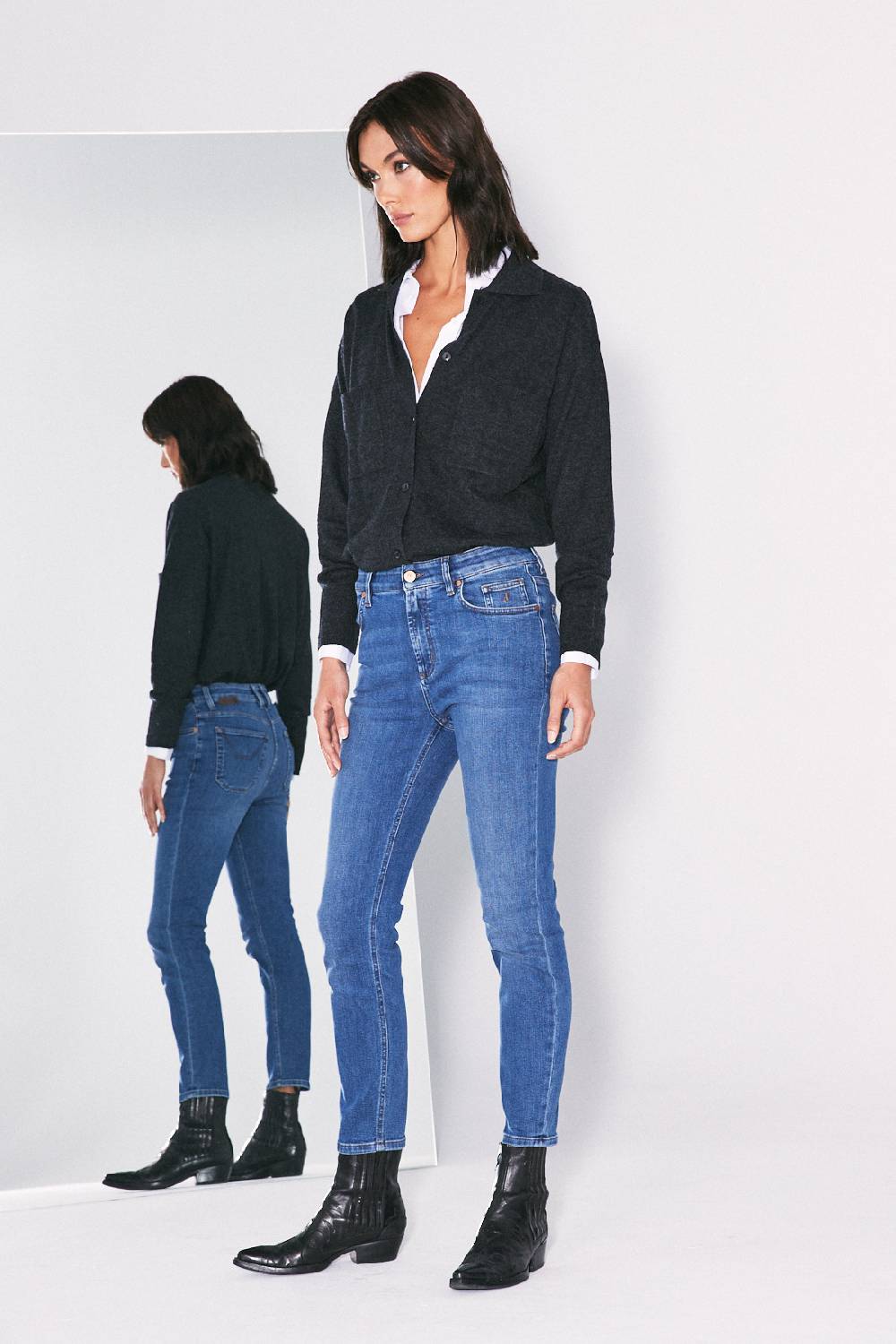 Jeckerson 5 tasche skinny in denim blu medio