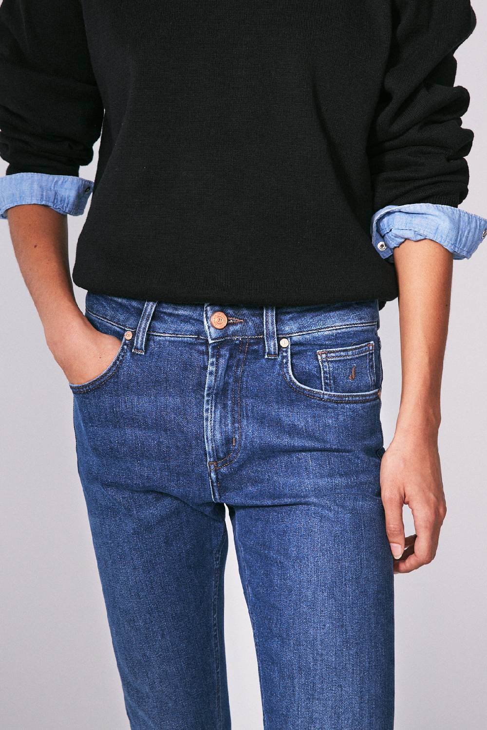 Jeckerson 5 Tasche Slim Fit In Denim Blu Scuro