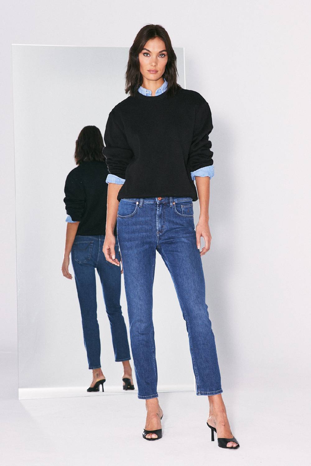 Jeckerson 5 tasche slim fit in denim blu scuro