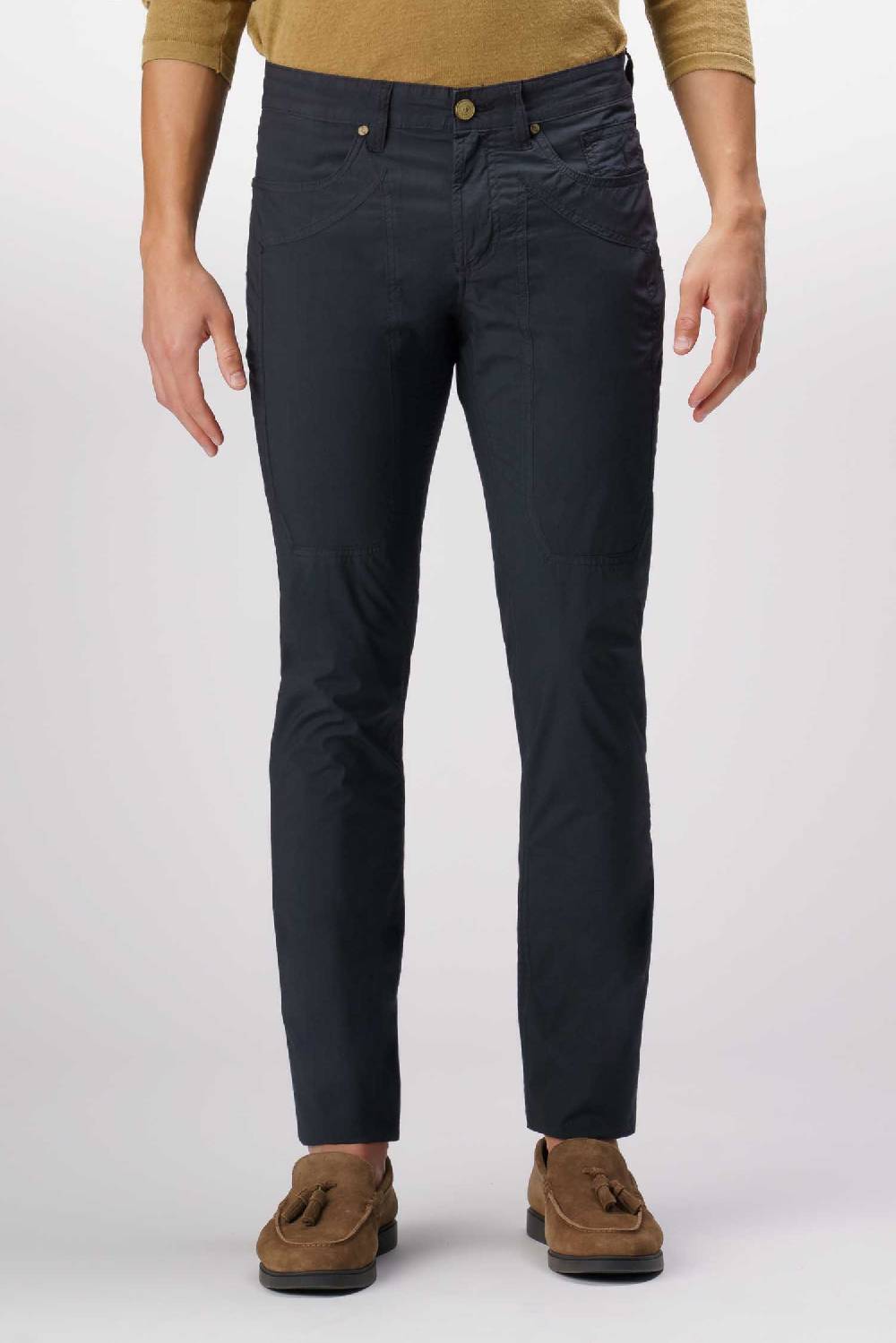 Jeckerson John - Pantalone 5 Tasche Con Toppa Blu Scuro