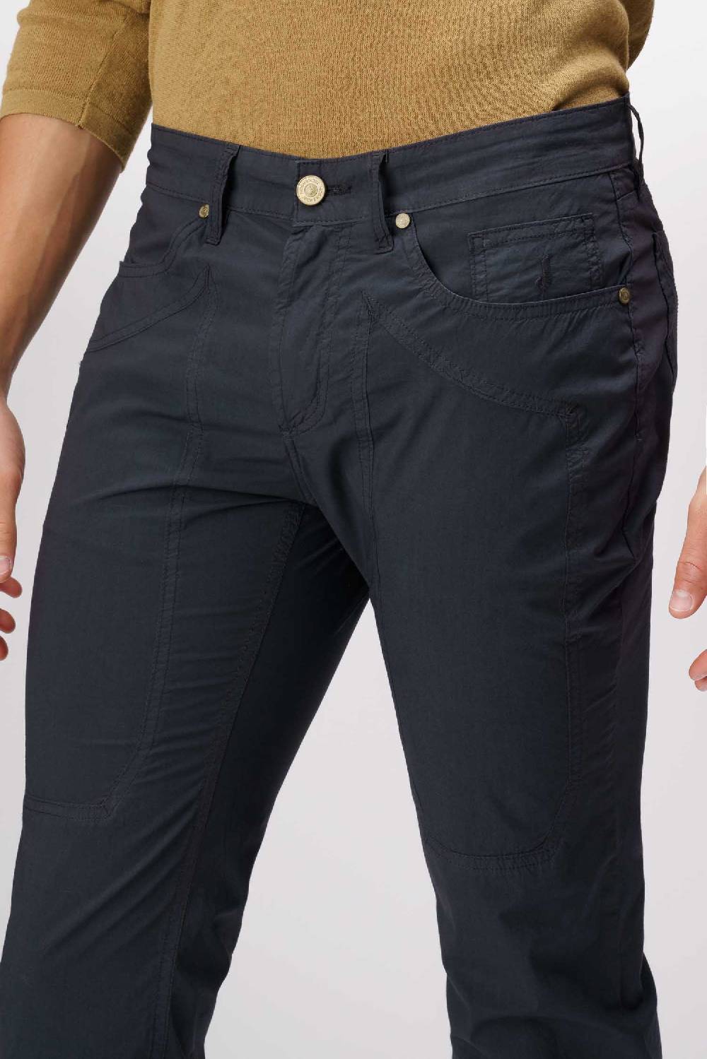 Jeckerson John - Pantalone 5 Tasche Con Toppa Blu Scuro