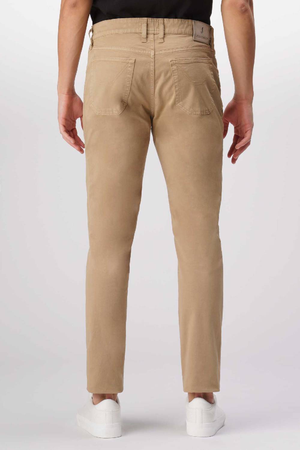 Jeckerson John - Pantalone 5 Tasche Con Toppa In Alcantara Beige Scuro