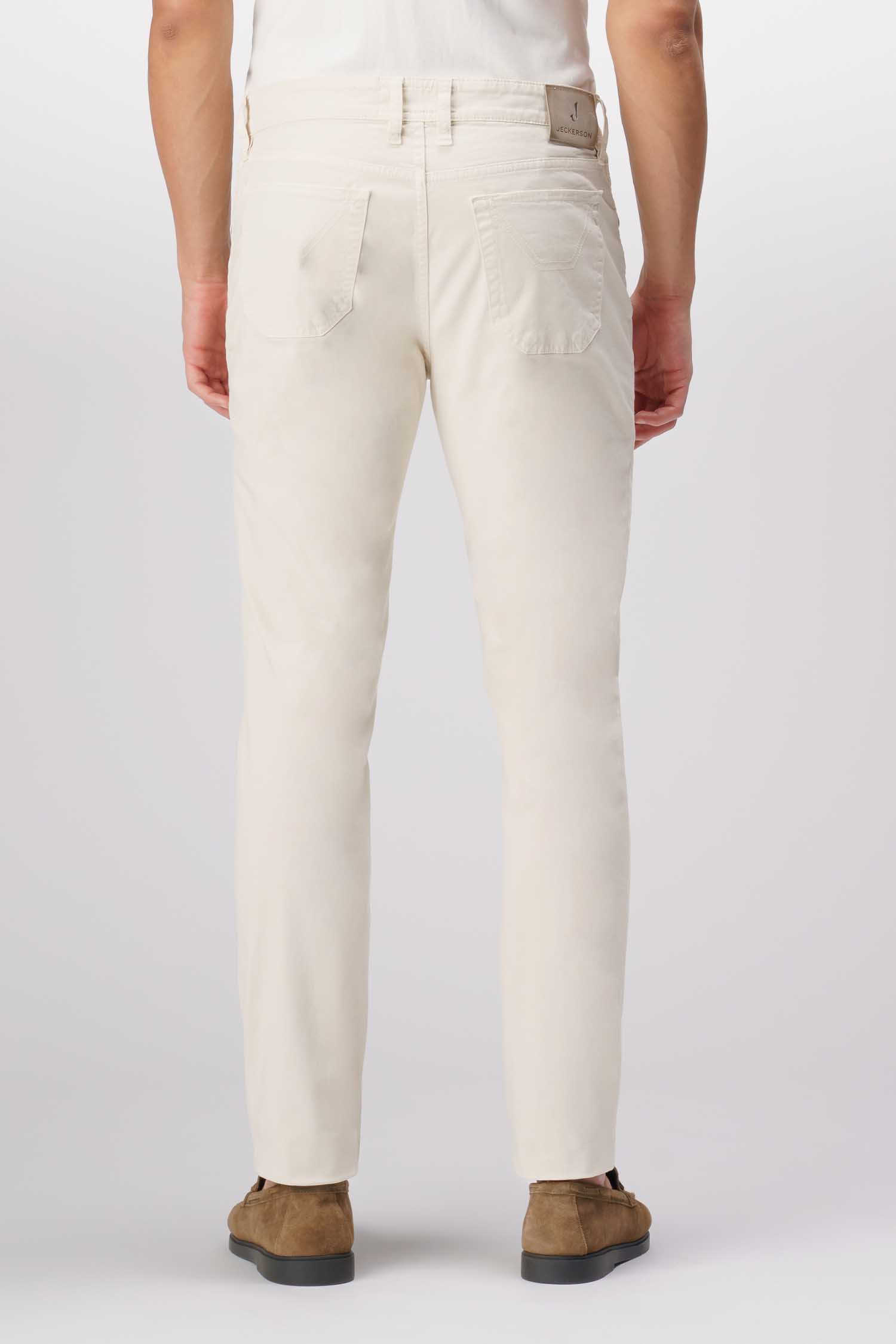 Jeckerson John - Pantalone 5 Tasche Con Toppa In Alcantara Beige Chiaro