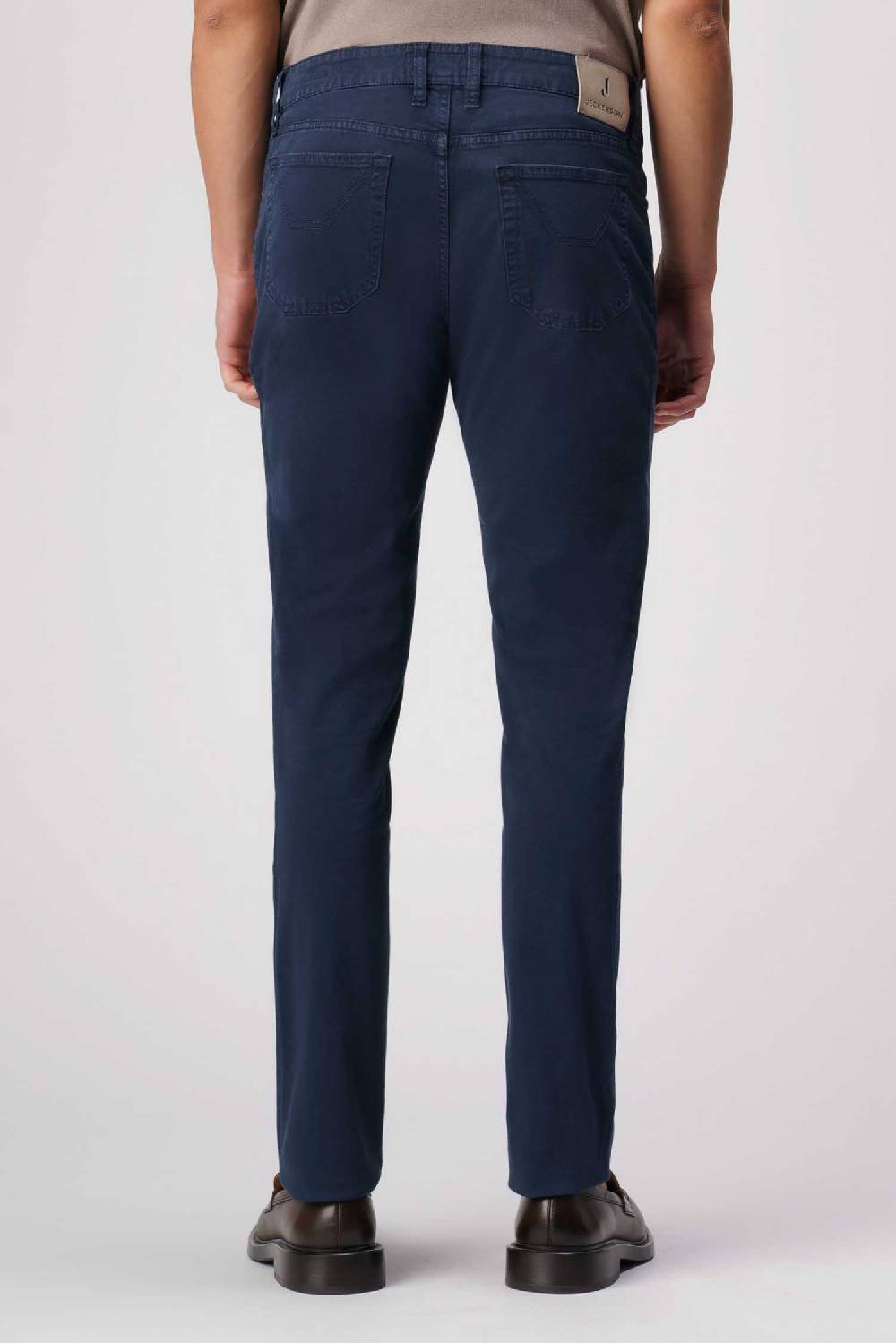 Jeckerson John - Pantalone 5 Tasche Con Toppa In Alcantara Blu