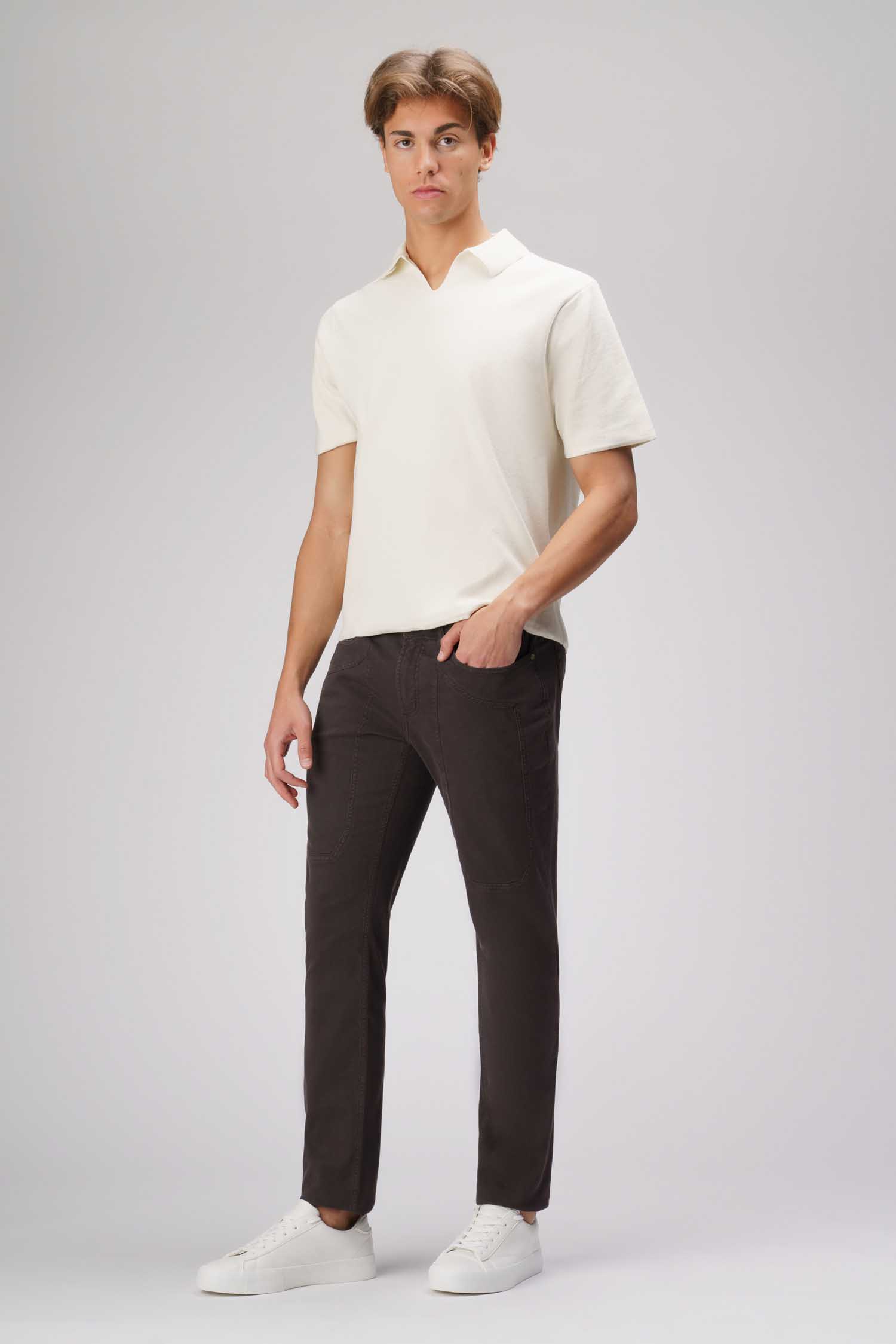 Jeckerson John - Pantalone 5 Tasche Con Toppa In Nido D'ape Marrone