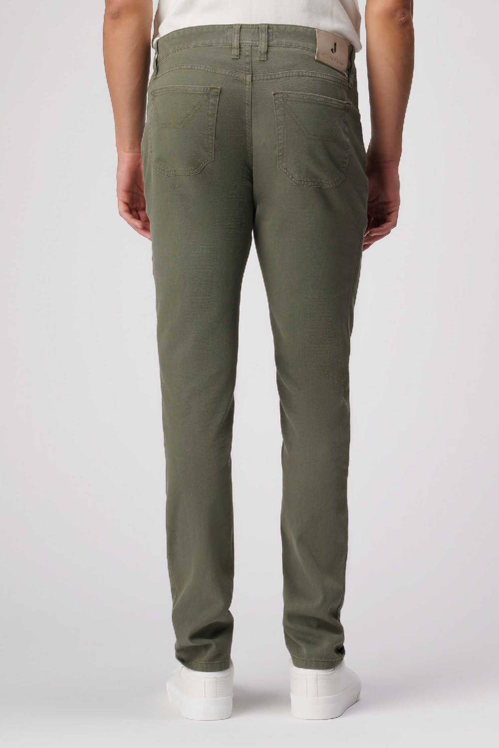 Jeckerson John - Pantalone 5 Tasche Con Toppa In Nido D'ape Verde Militare