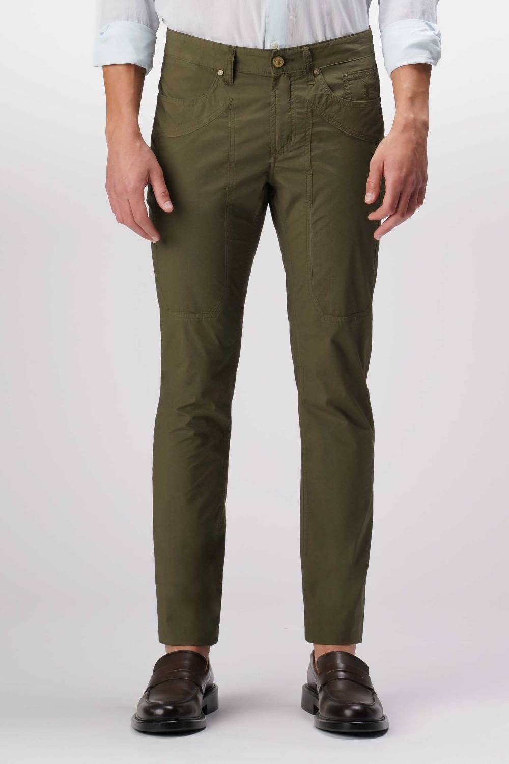 Jeckerson John - Pantalone 5 Tasche Con Toppa Verde Militare