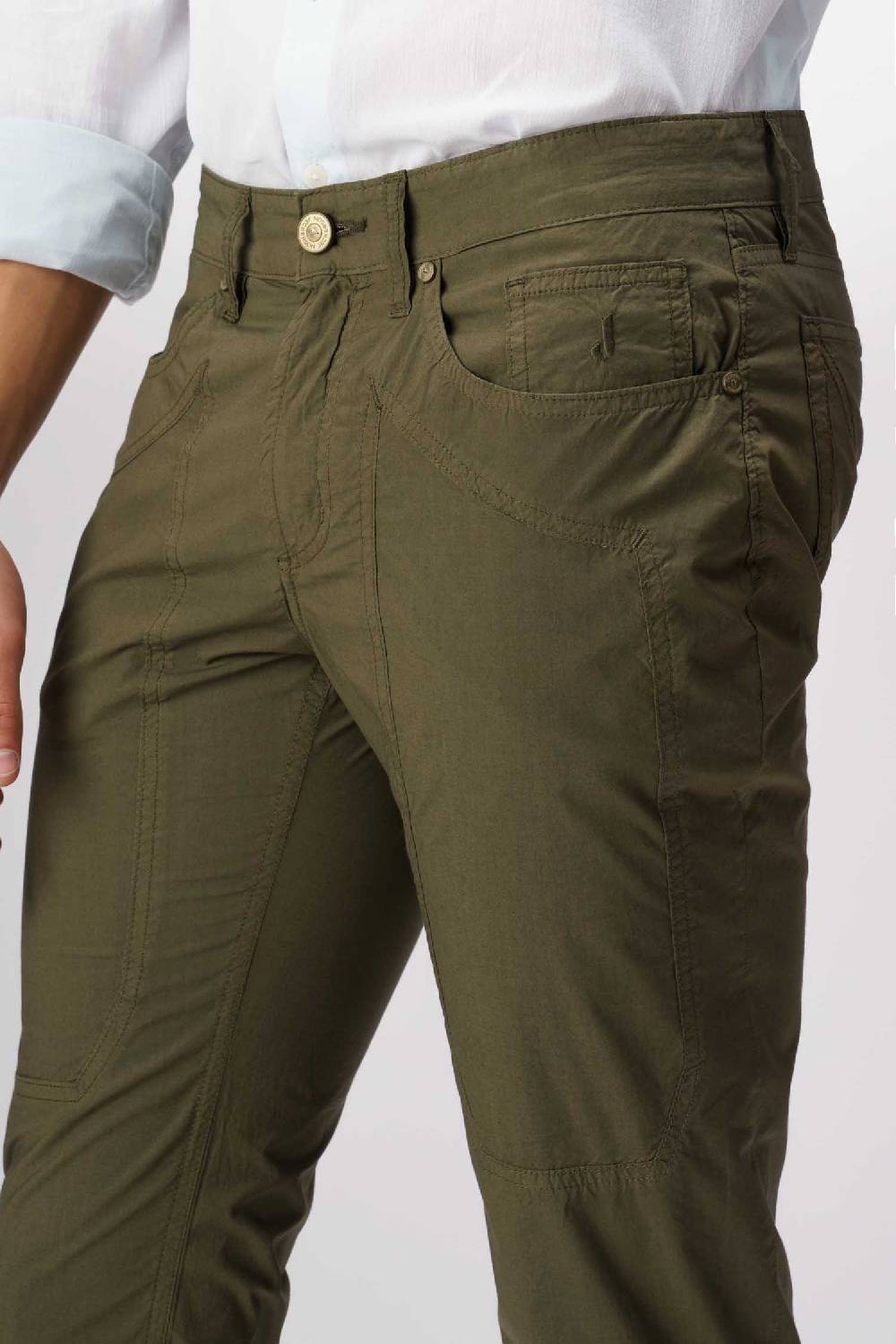 Jeckerson John - Pantalone 5 Tasche Con Toppa Verde Militare