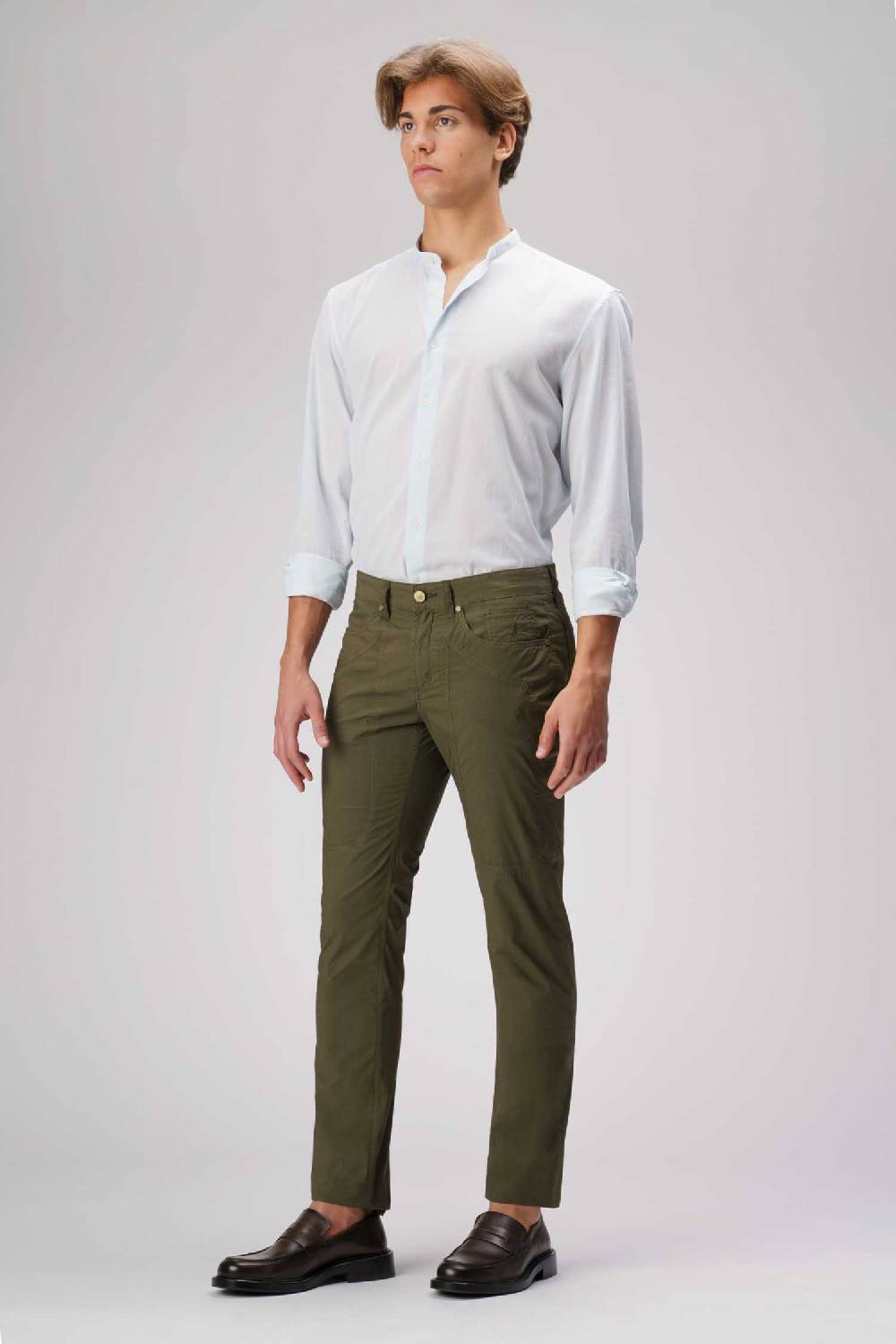 Jeckerson John - Pantalone 5 tasche con toppa verde militare