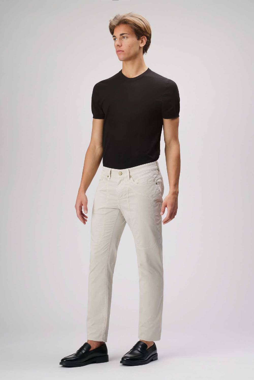 Jeckerson John - Pantalone 5 Tasche In Armatura Raso Beige Chiaro