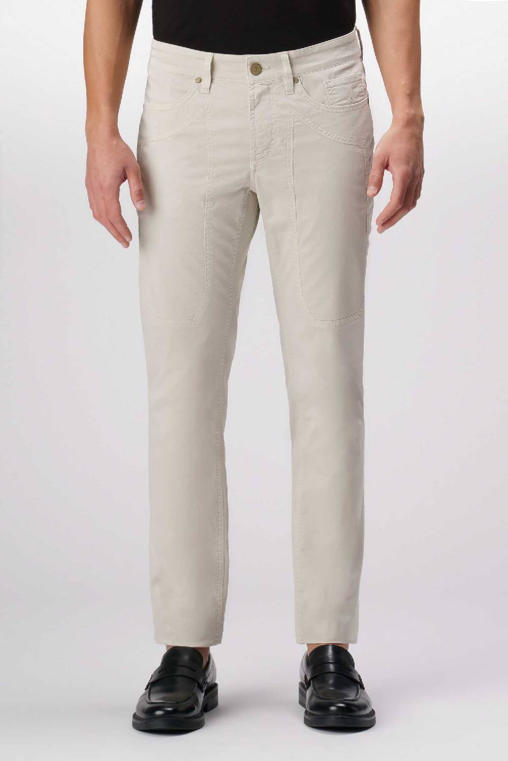 Jeckerson John - Pantalone 5 tasche in armatura raso beige chiaro