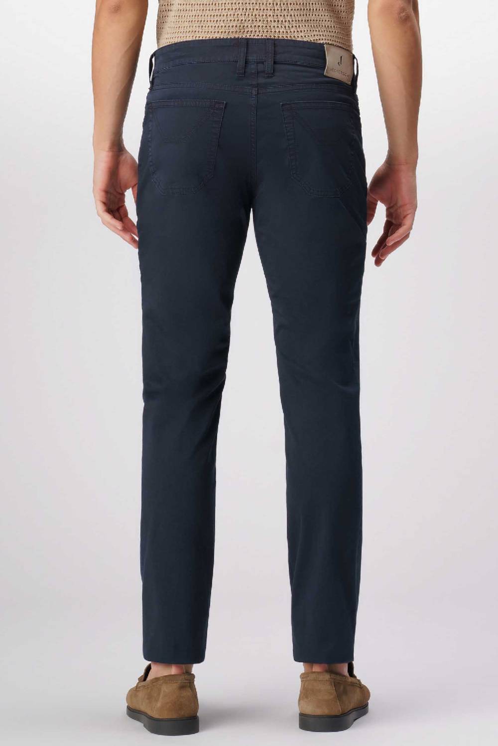 Jeckerson John - Pantalone 5 Tasche In Armatura Raso Blu Scuro