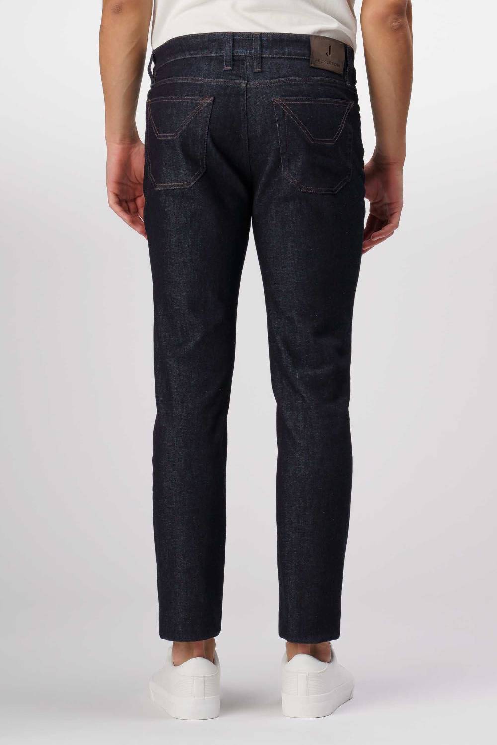Jeckerson John - Pantalone Con Toppa In Denim Tri-blend Blu Rinse