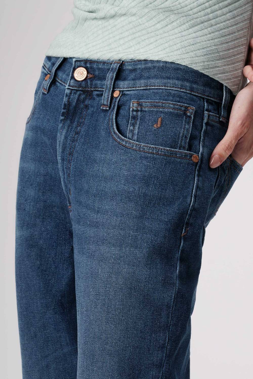 Jeckerson Julia - Pantalone 5 Tasche Boyfriend In Denim Tri-blend Blu Scuro