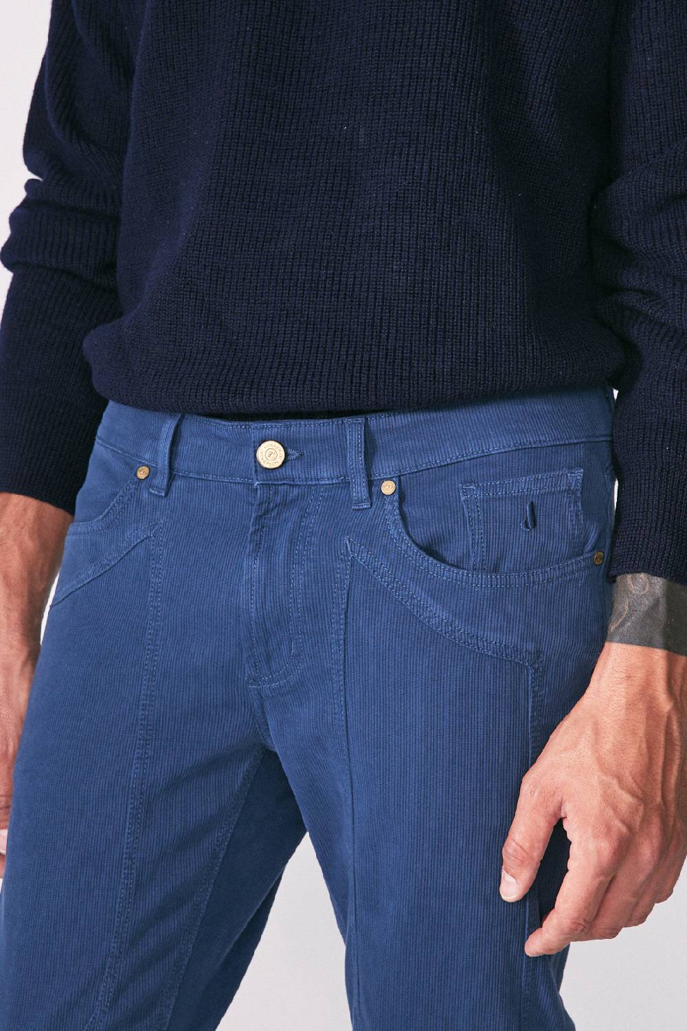 Jeckerson Pantalone In Cotè De Cheval Slim Fit Con Toppa