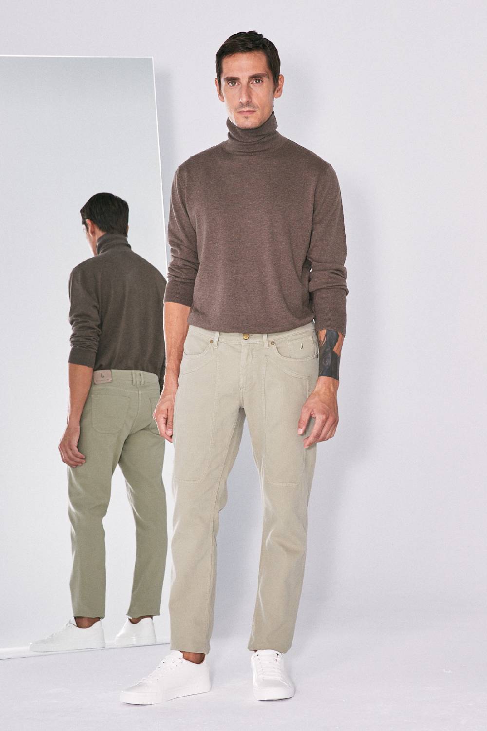 Jeckerson Pantalone In Cotè De Cheval Slim Fit Con Toppa