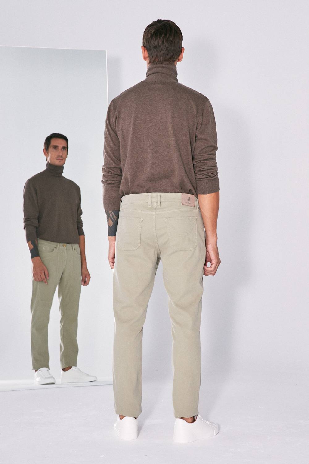 Jeckerson Pantalone In Cotè De Cheval Slim Fit Con Toppa