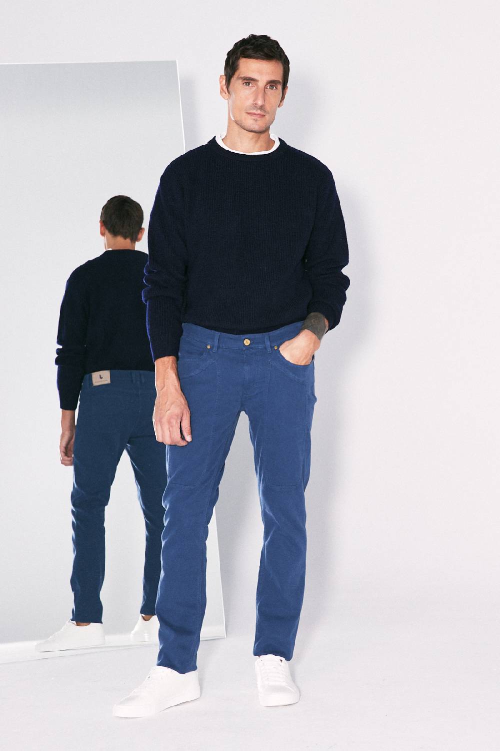 Jeckerson Pantalone in cotè de cheval slim fit con toppa