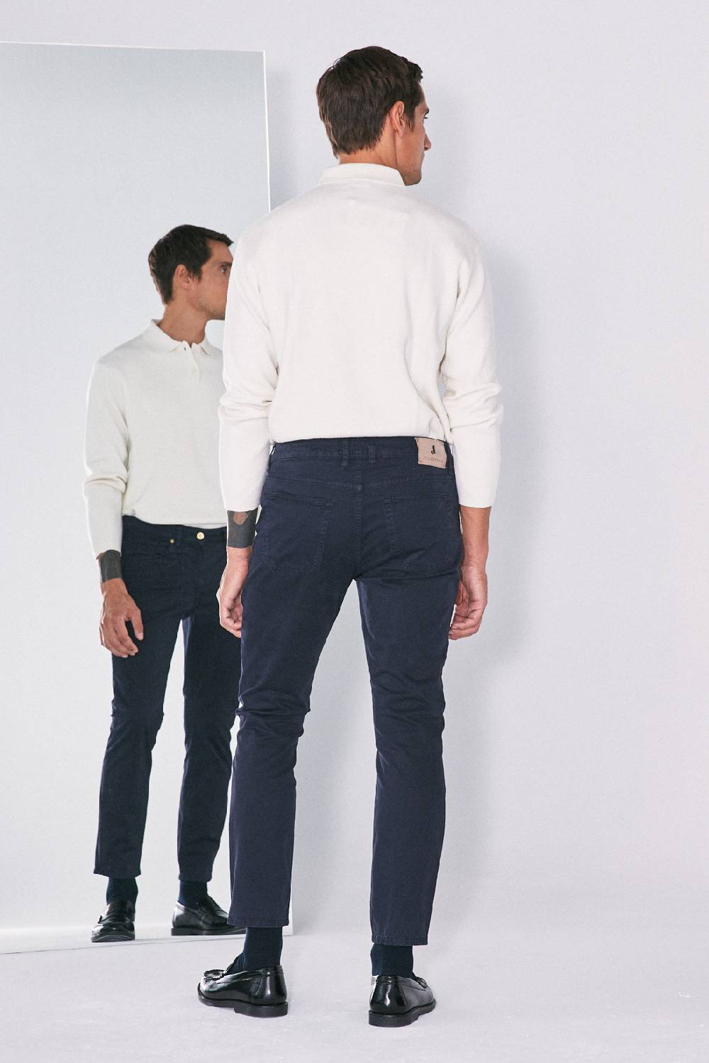 Jeckerson Pantalone Skinny In Gabardina Stretch Con Toppa