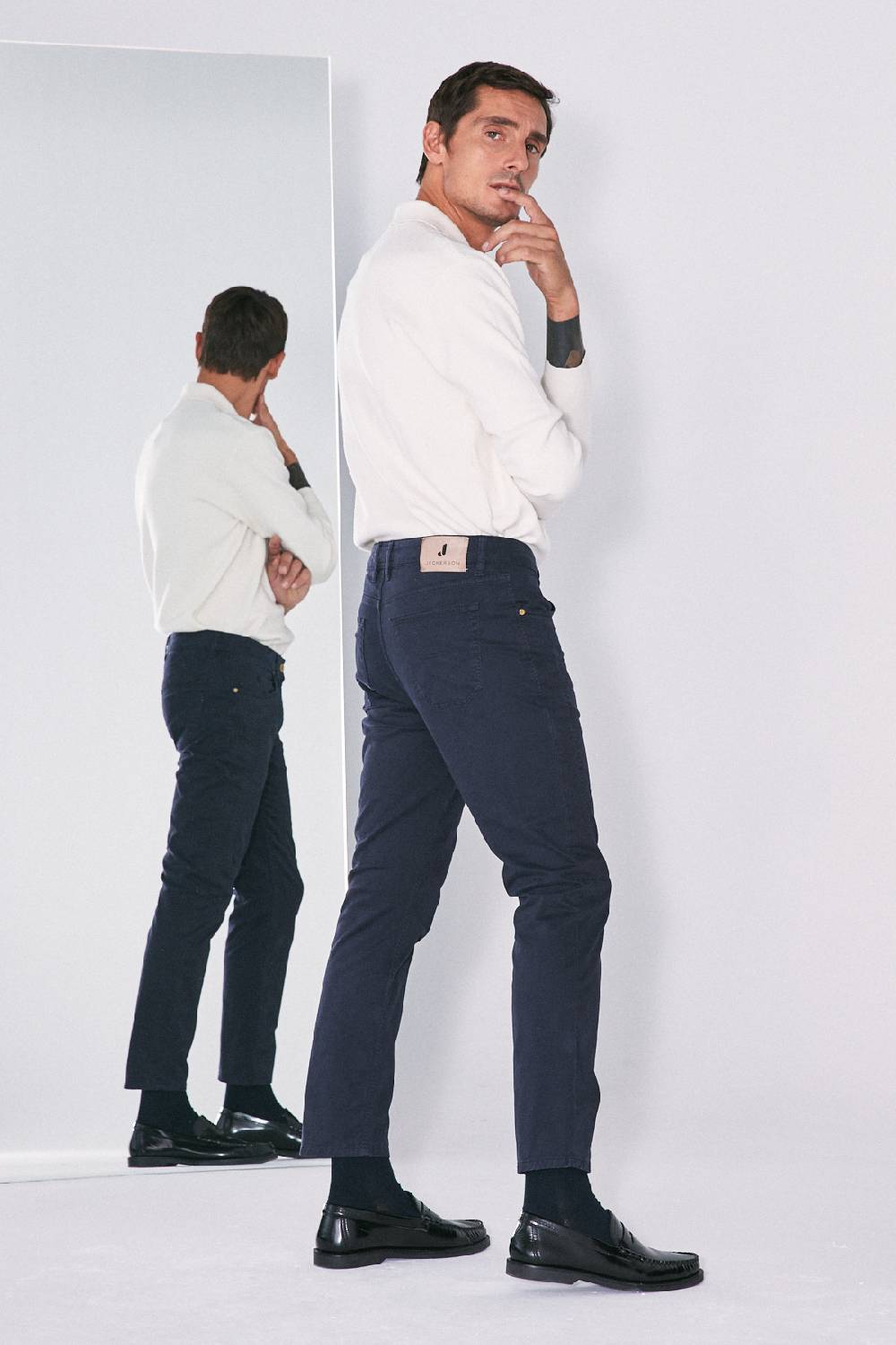 Jeckerson Pantalone Skinny In Gabardina Stretch Con Toppa