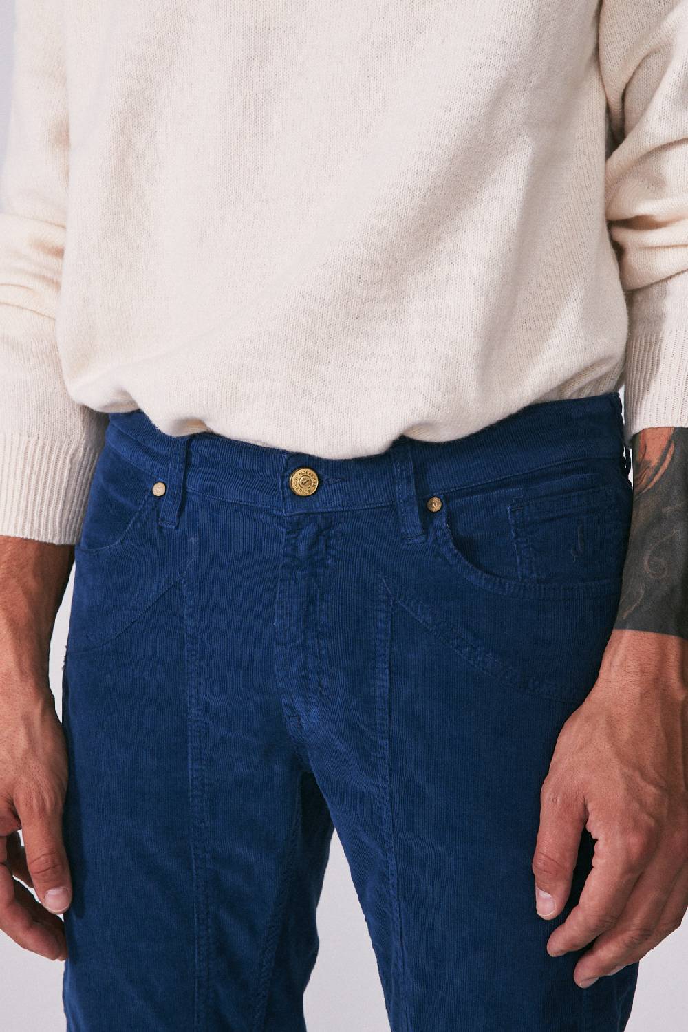 Jeckerson Pantalone Slim Fit In Velluto Con Toppa In Tono