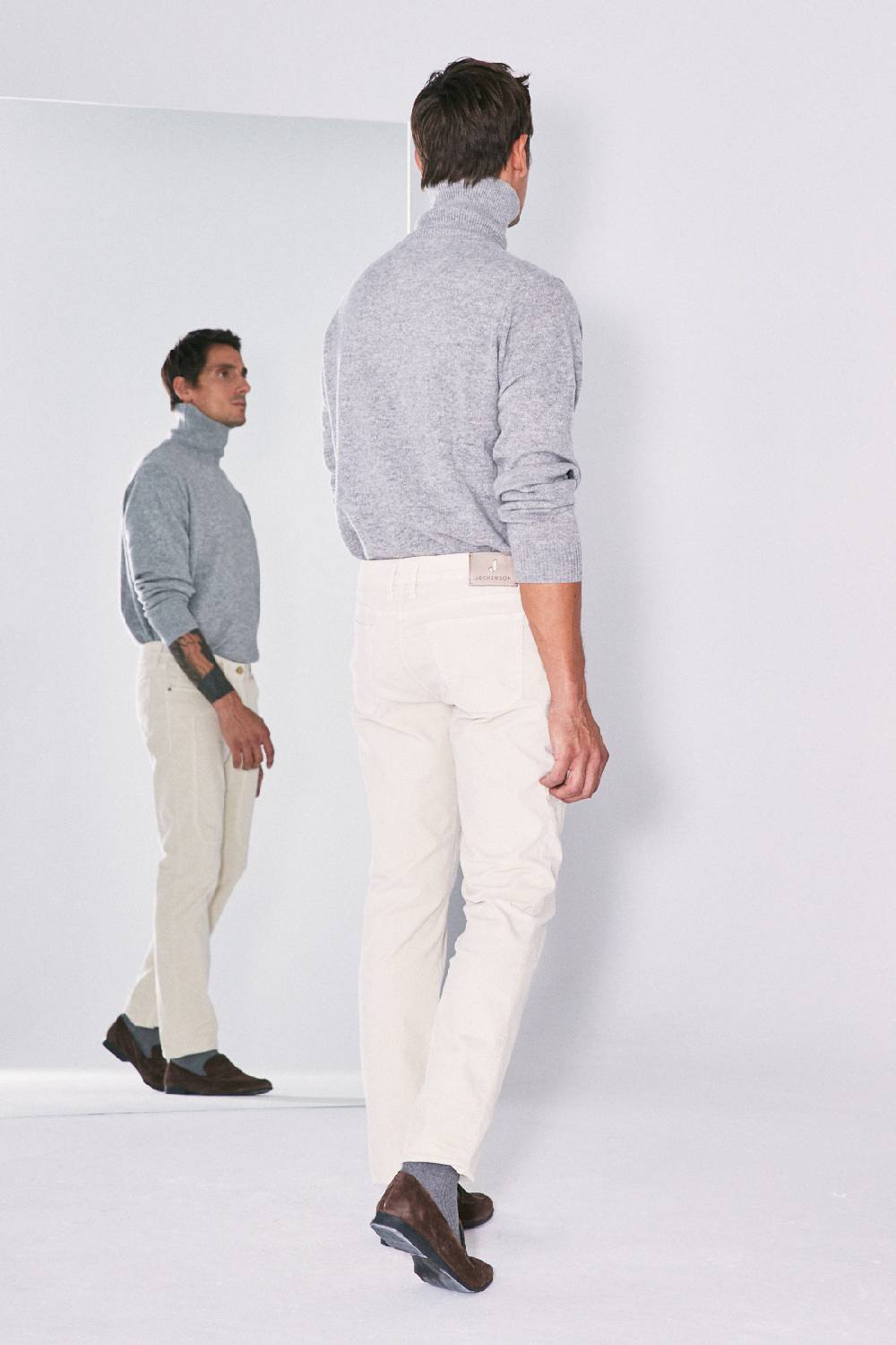 Jeckerson Pantalone Slim Fit In Velluto Con Toppa In Tono