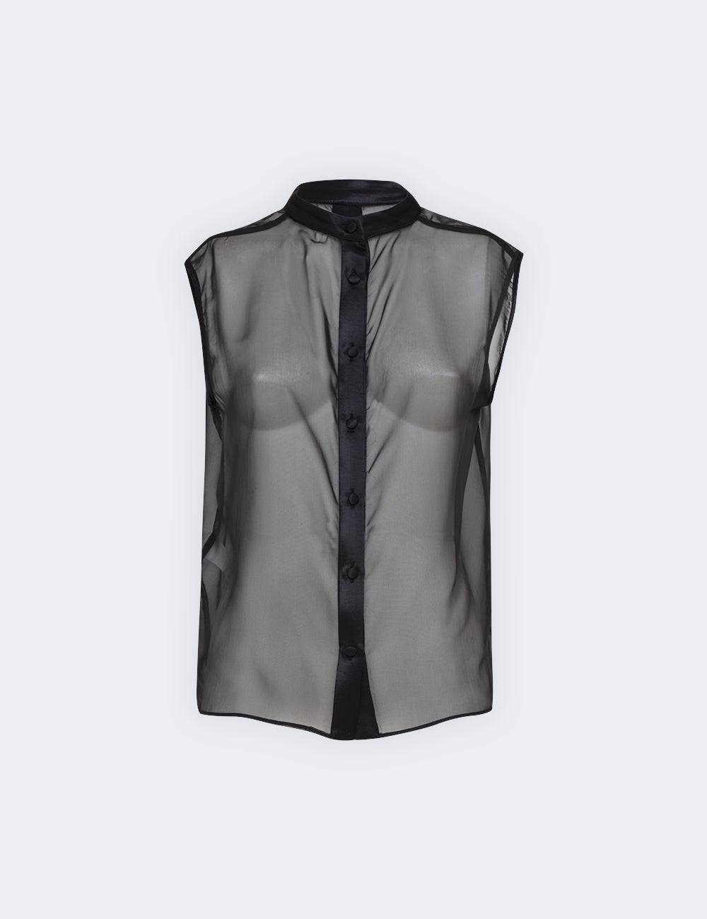 Jijil Blusa smanicata a collo alto