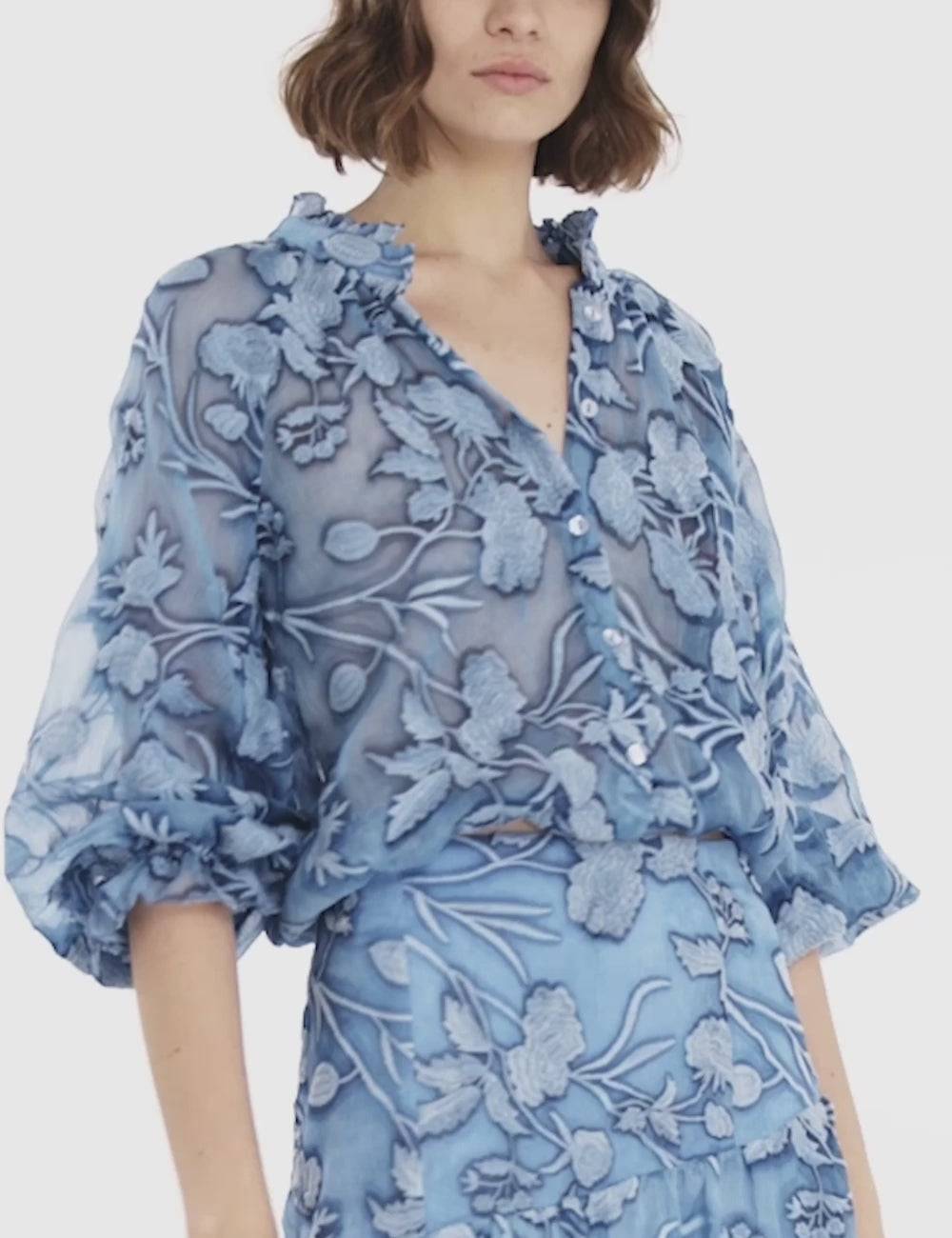 Jijil Camicia Crop Ricamata